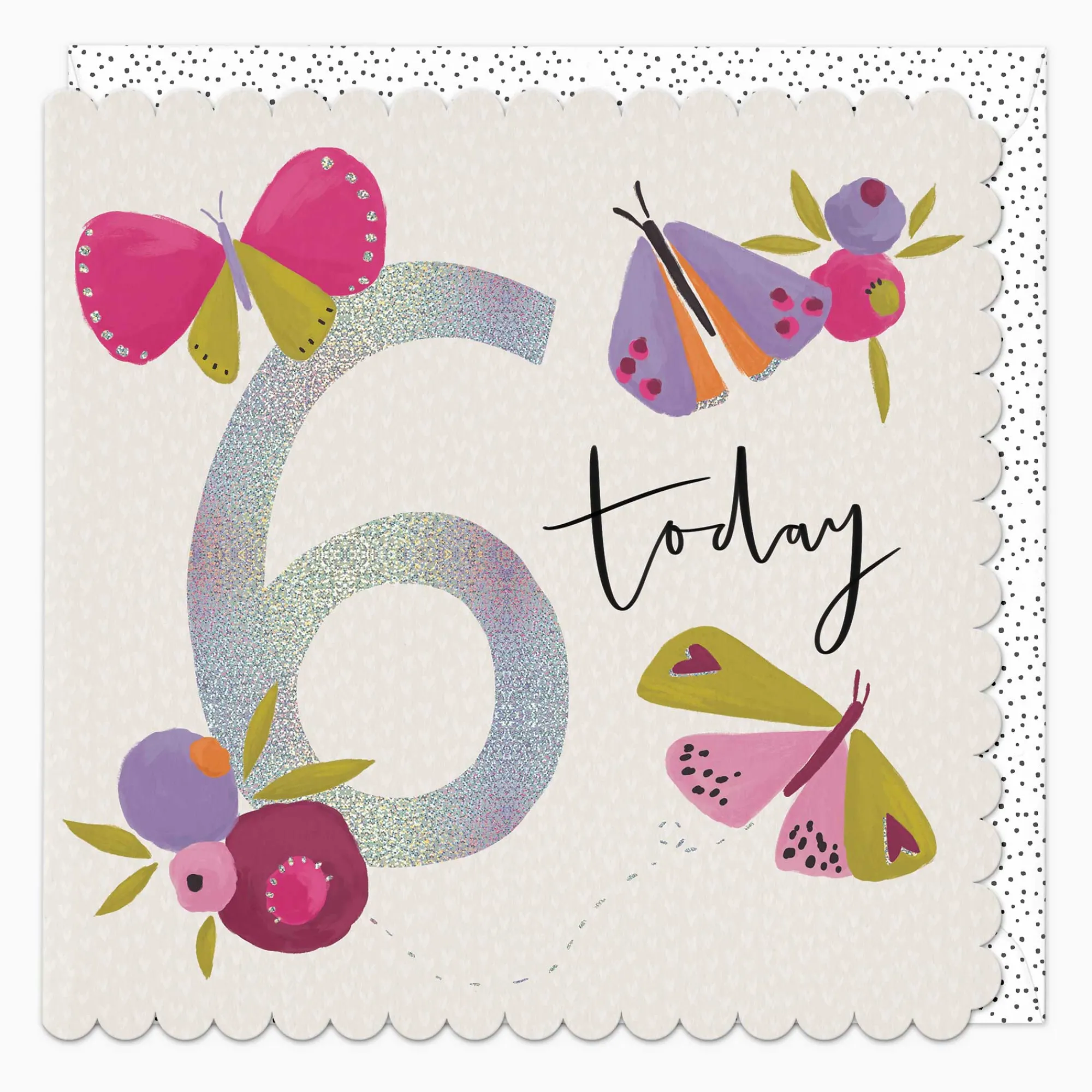 Birthday|By Age*Whistlefish 6 Today Butterfly Birthday Card