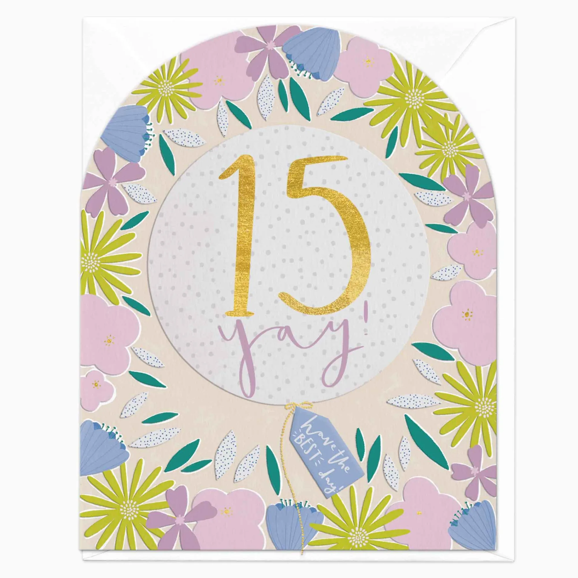 Birthday|By Age*Whistlefish 15 Today Floral Arch Card