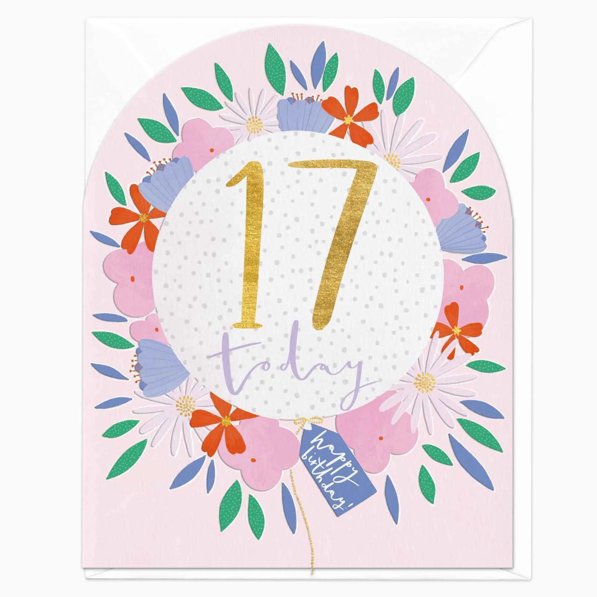Birthday|By Age*Whistlefish 17 Today Floral Arch Card
