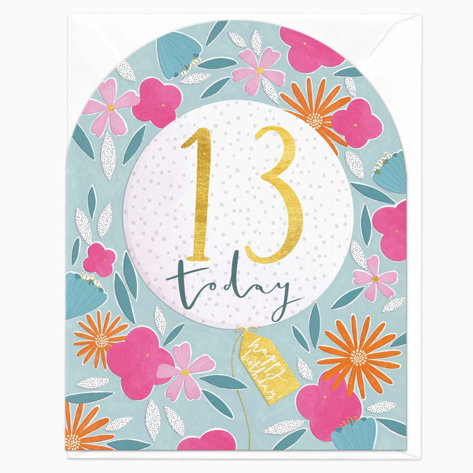 Birthday|By Age*Whistlefish 13 Today Floral Arch Card