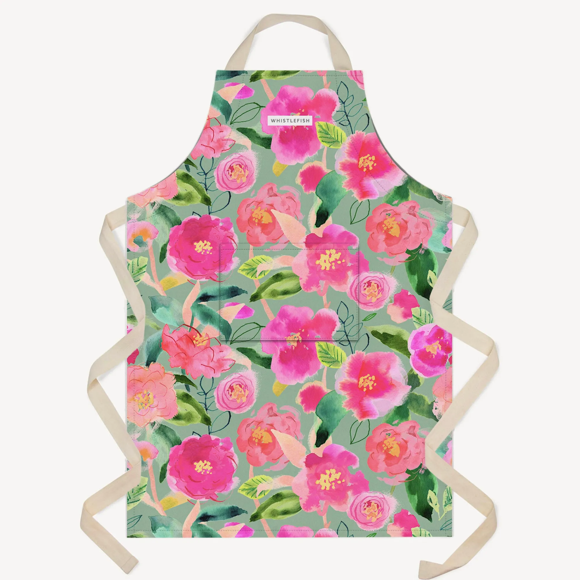 Under £20|Floral Gifts*Whistlefish Aqua Camellia Apron