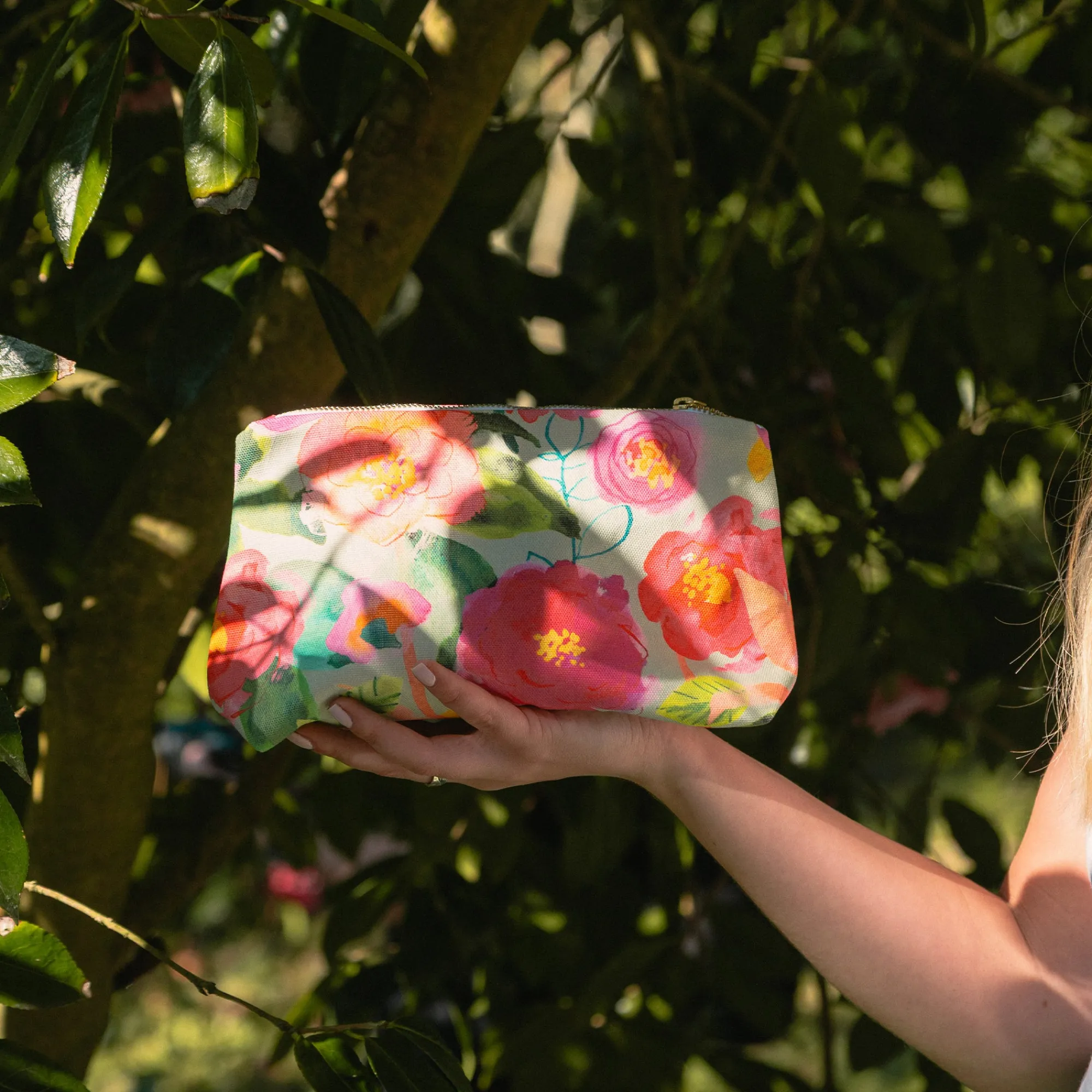 Under £20|Floral Gifts*Whistlefish Aqua Camellia Cosmetic Bag