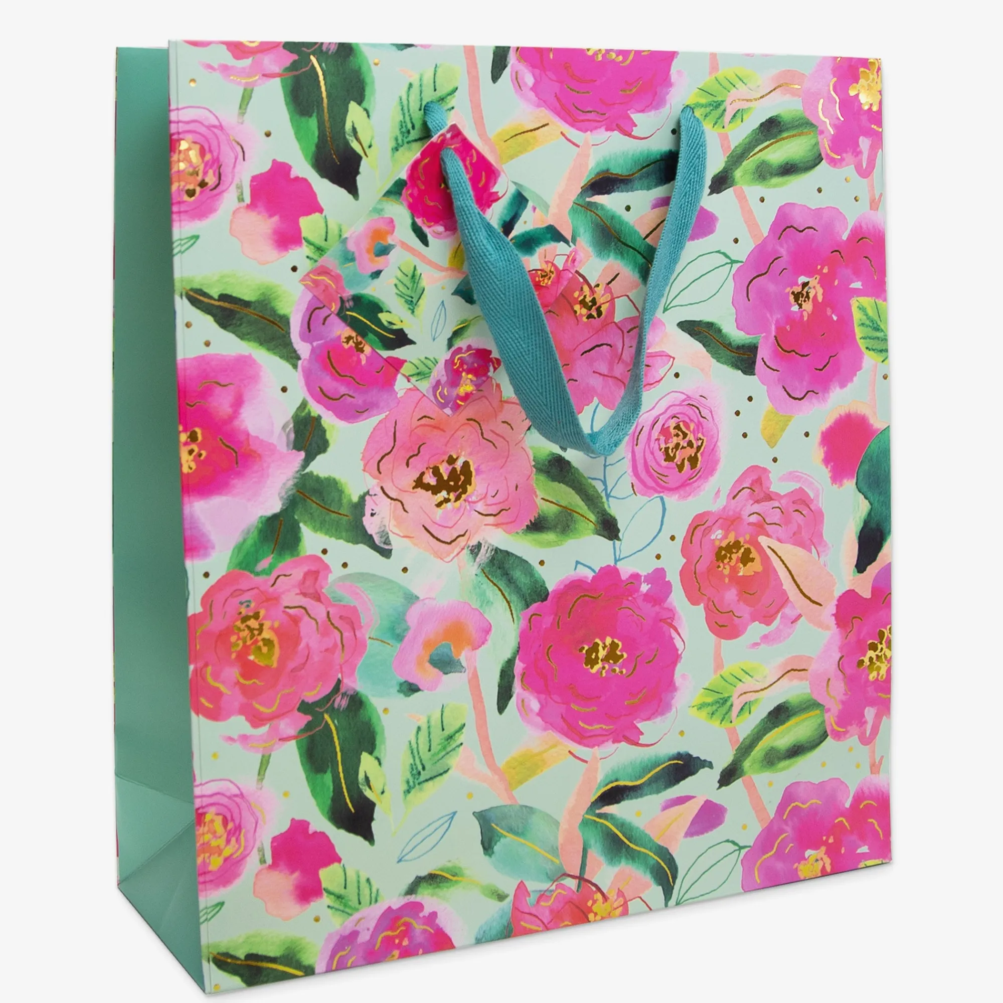 Gift Bags|Gift Bags*Whistlefish Aqua Camellia Large Gift Bag