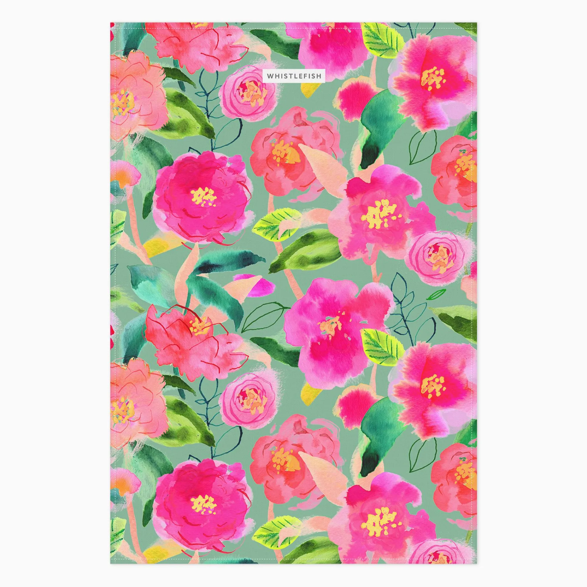 Under £20|Under £10*Whistlefish Aqua Camellia Tea Towel