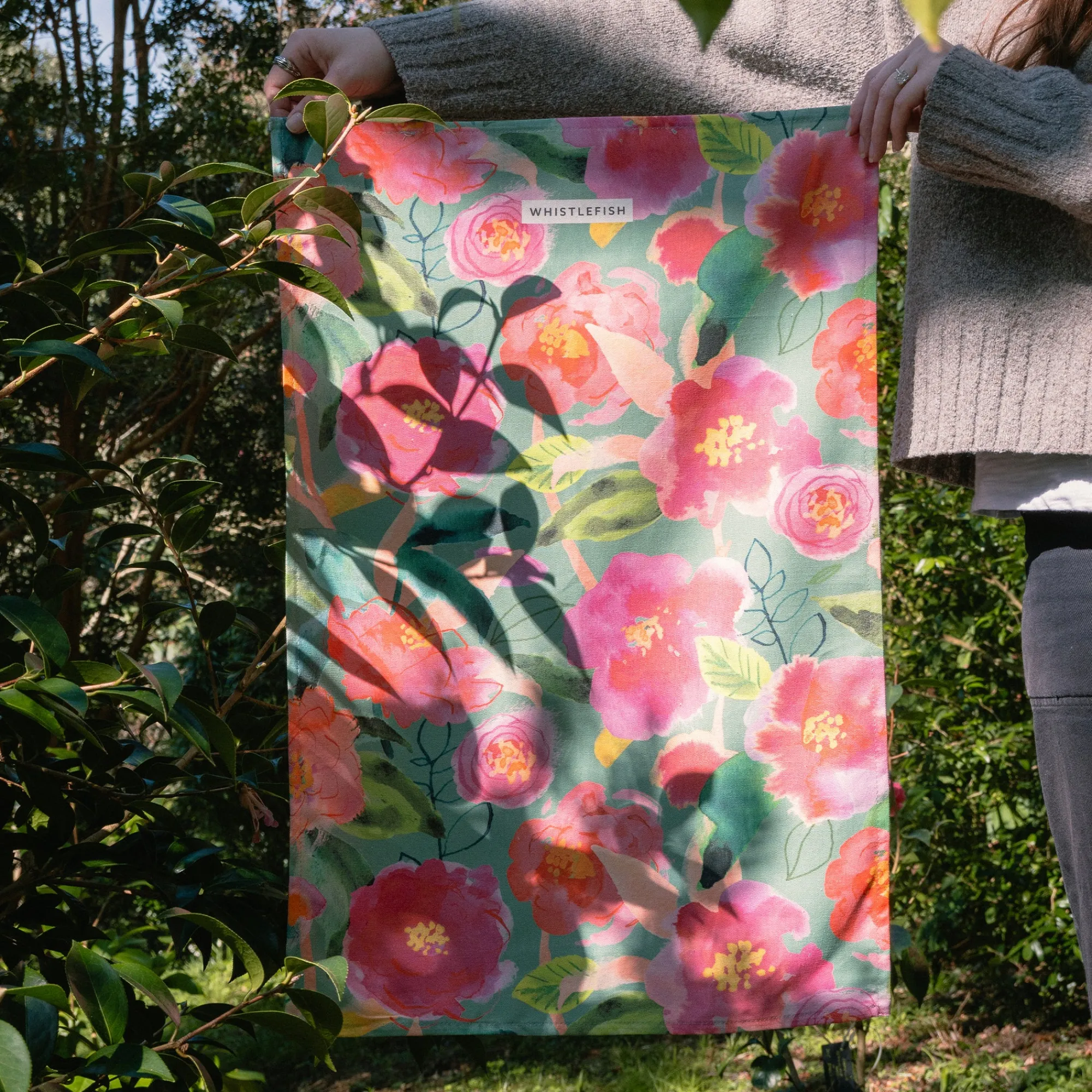 Under £20|Under £10*Whistlefish Aqua Camellia Tea Towel