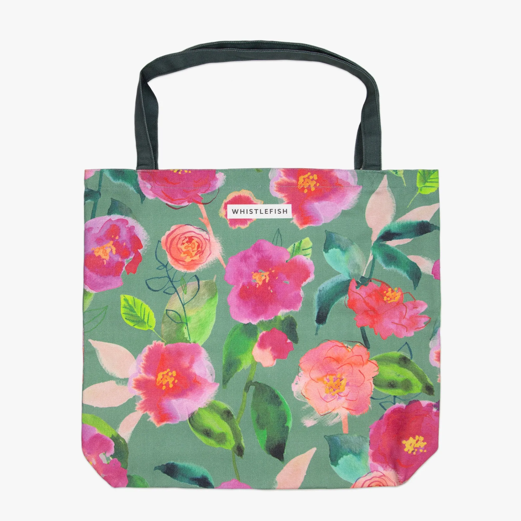 Under £20|Floral Gifts*Whistlefish Aqua Camellia Tote Bag