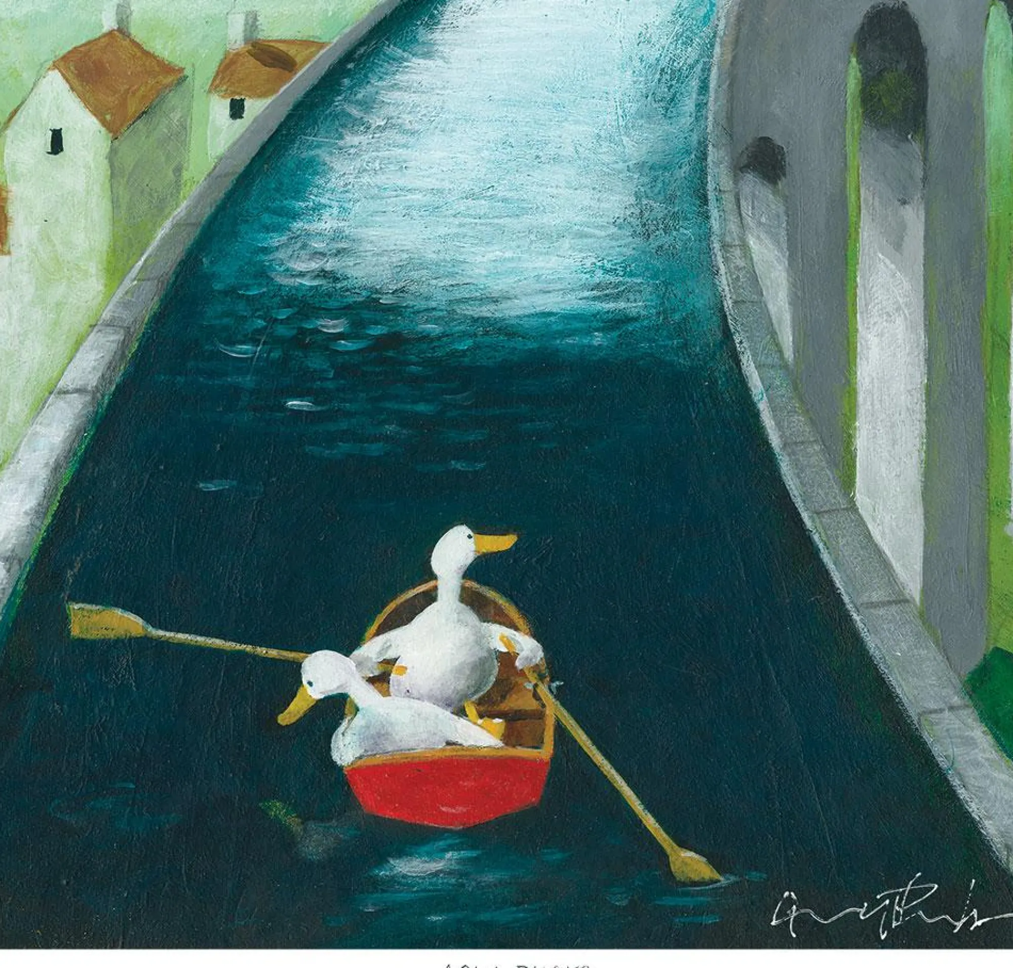 Unframed Prints*Whistlefish Aqua Ducks Art Print