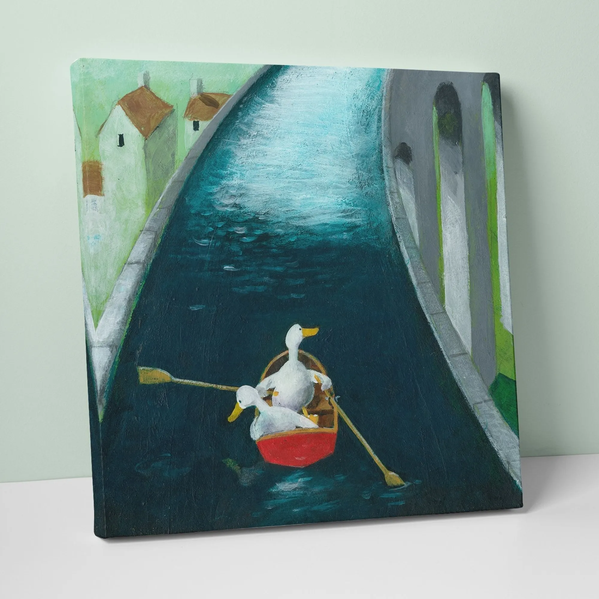Canvas*Whistlefish Aqua Ducks Canvas