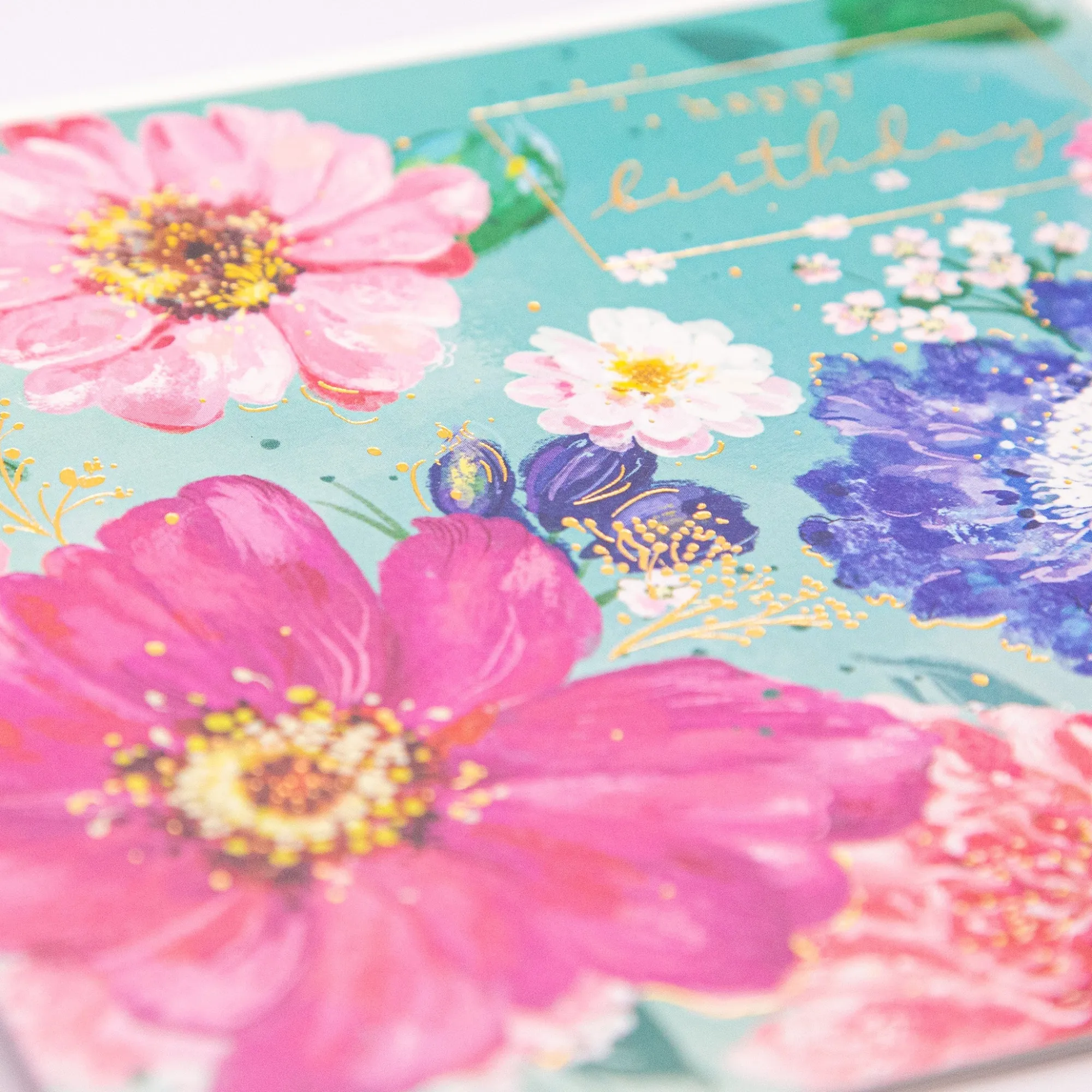 Birthday|For Her*Whistlefish Aqua Floral Birthday Card