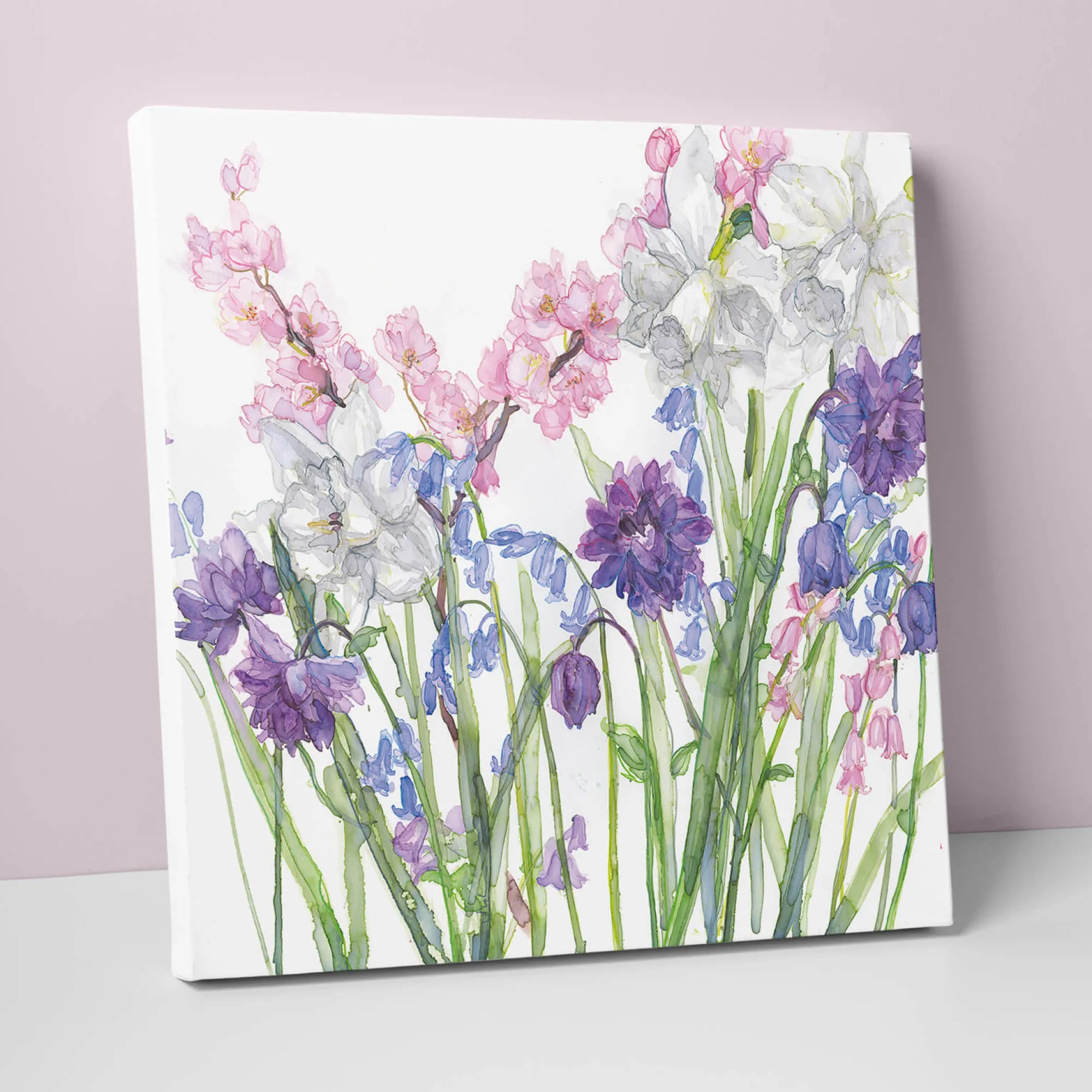 Floral & Flowers|Canvas*Whistlefish Aquilegia, Bluebells & Blossom Canvas