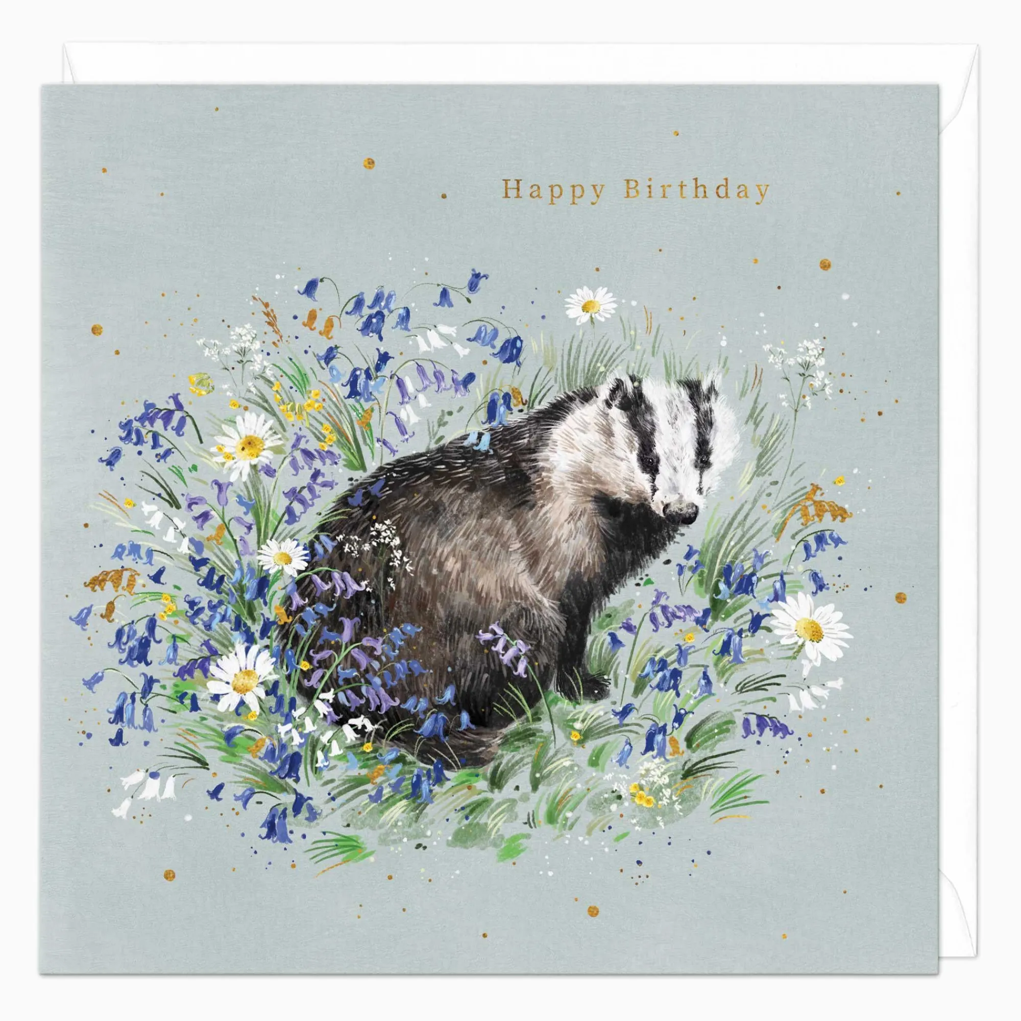 Birthday|For Her*Whistlefish Badger In Florals Birthday Card