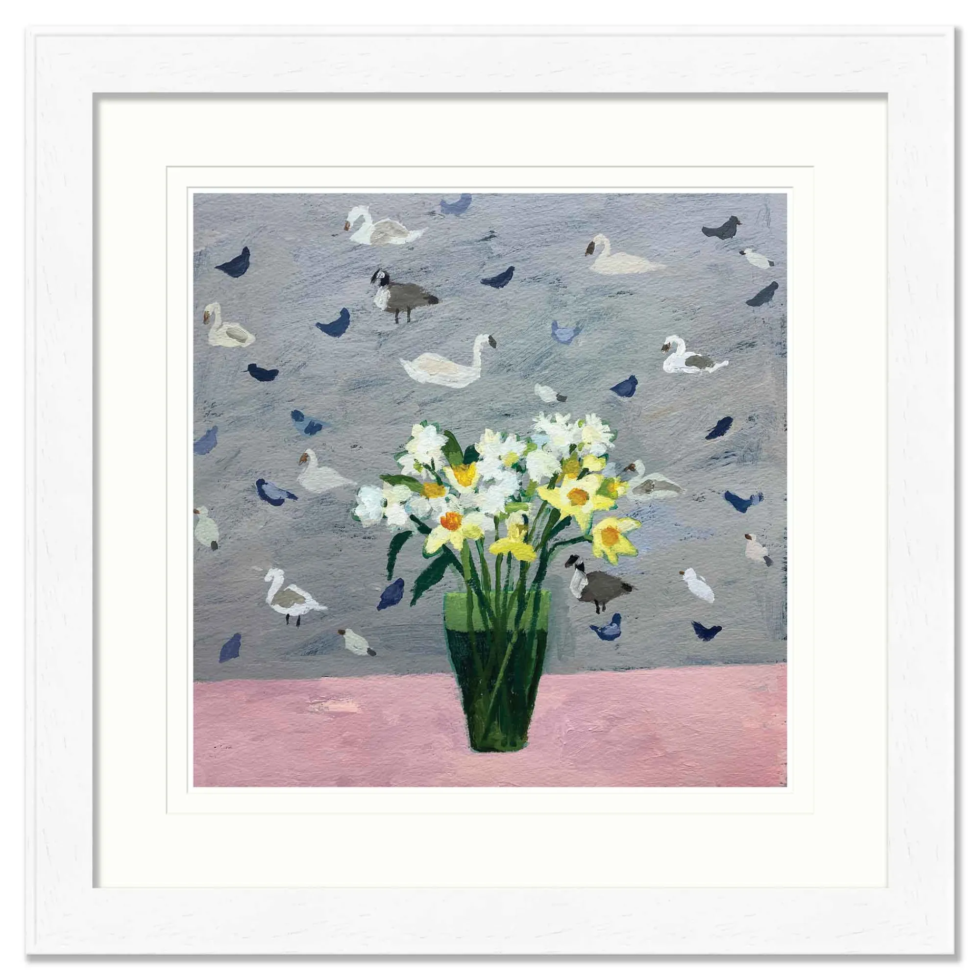 Floral & Flowers|Animal*Whistlefish Bankside Winter Birds Large Framed Print
