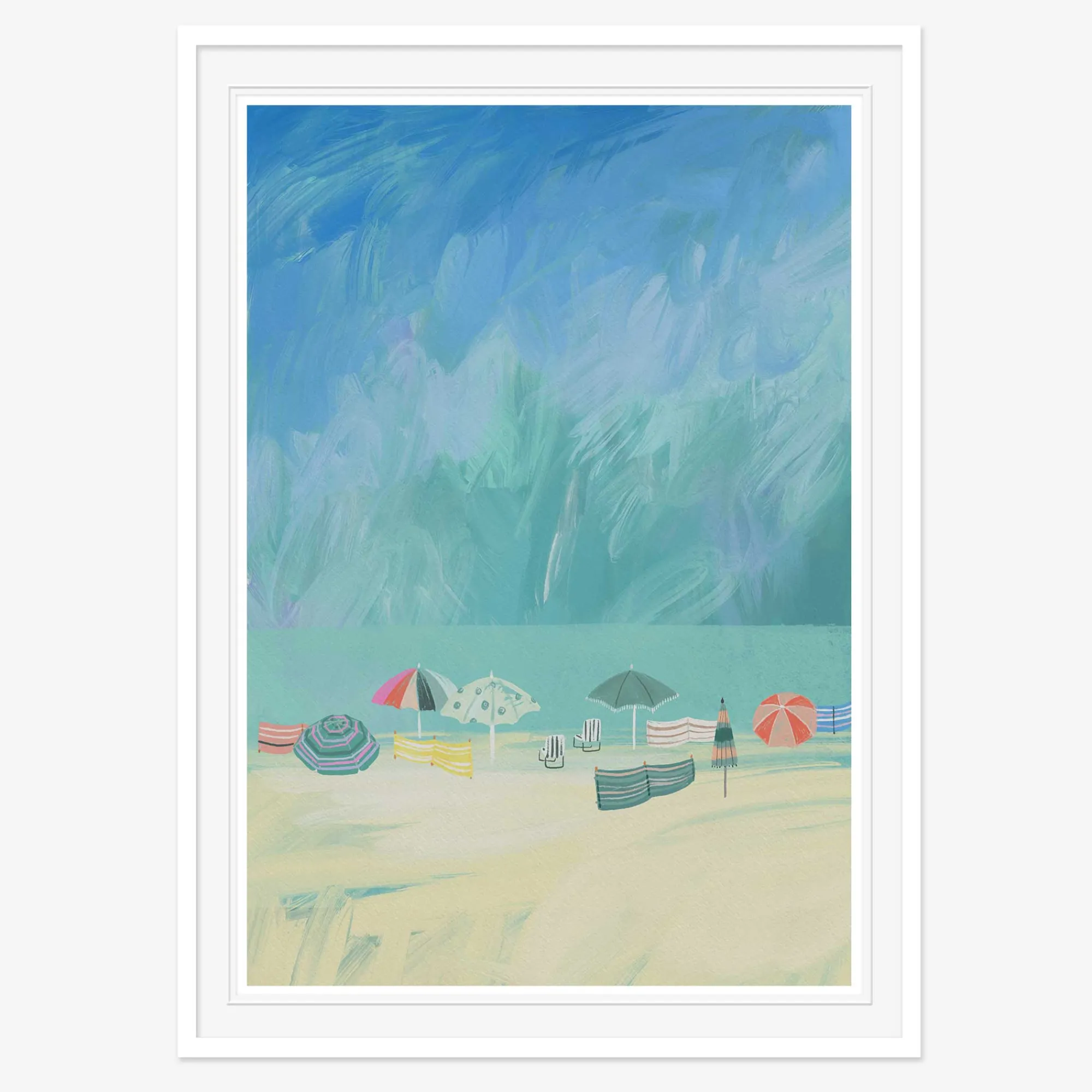 Coastal Scenes|Framed Prints*Whistlefish Beach Brollies Small Framed Print