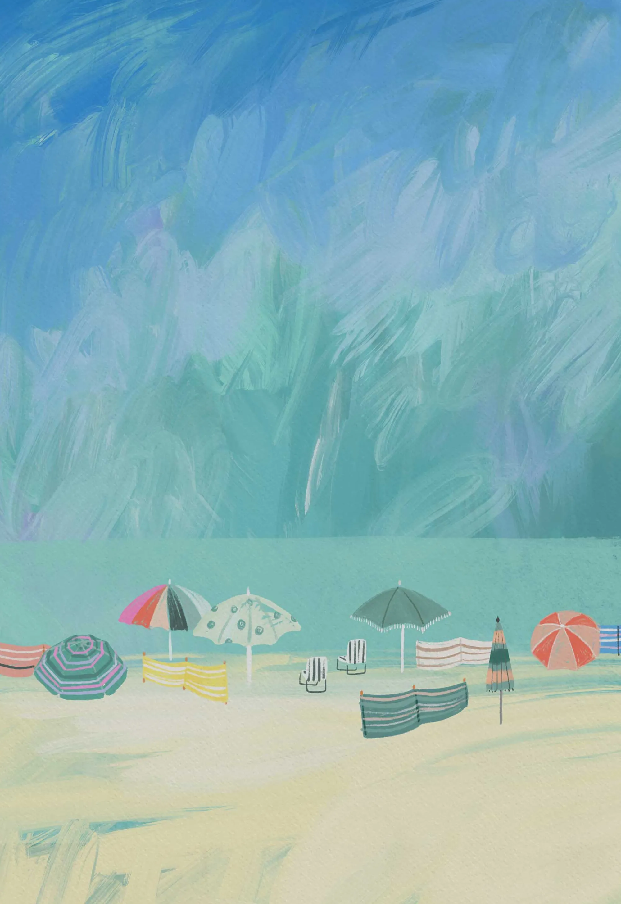 Coastal Scenes|Framed Prints*Whistlefish Beach Brollies Small Framed Print