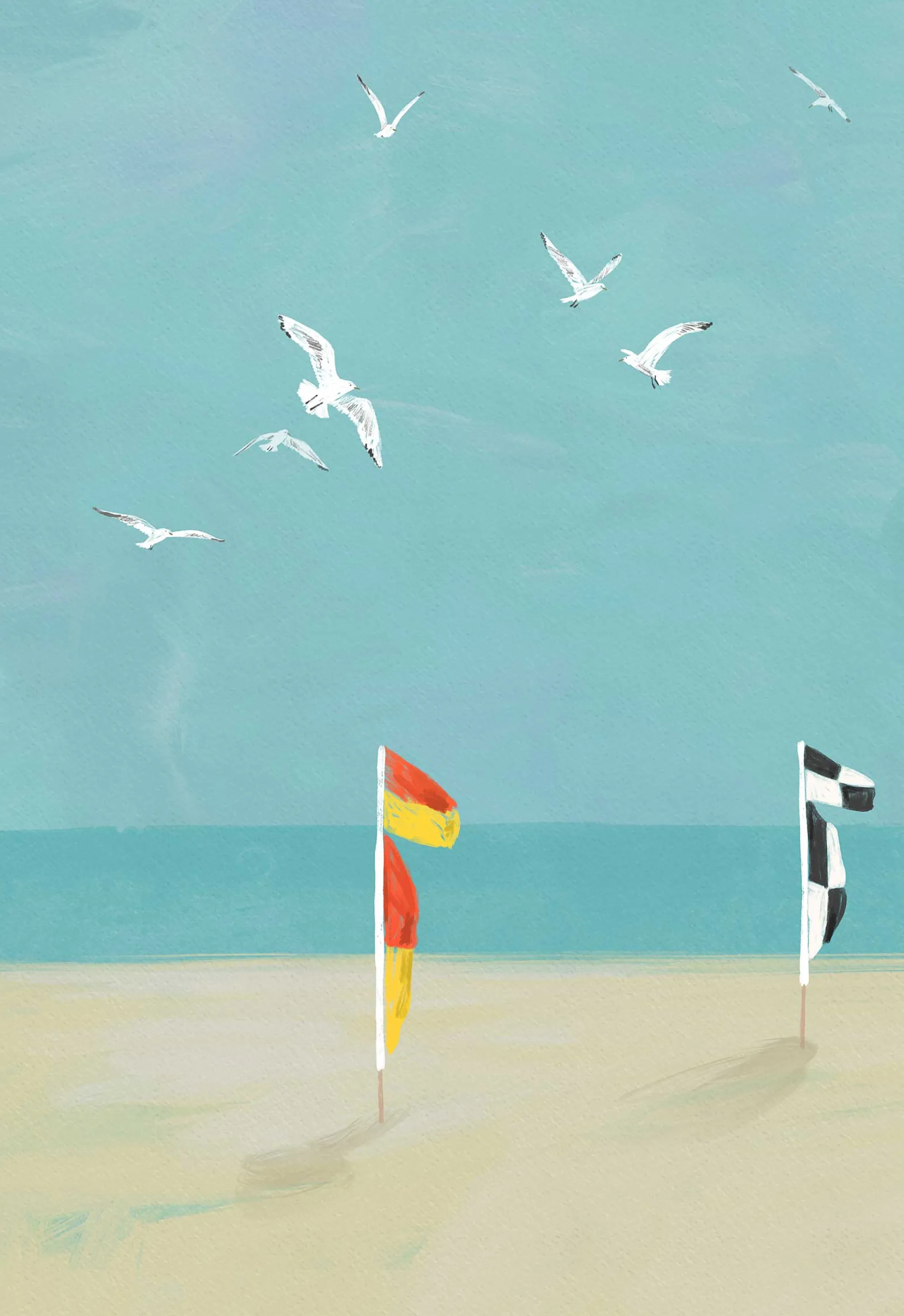 Unframed Prints*Whistlefish Beach Flags Large Art Print