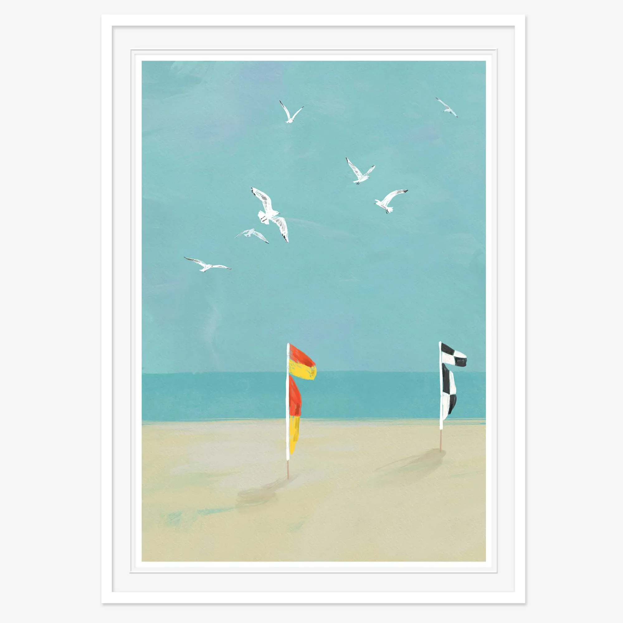 Coastal Scenes|Framed Prints*Whistlefish Beach Flags Small Framed Print