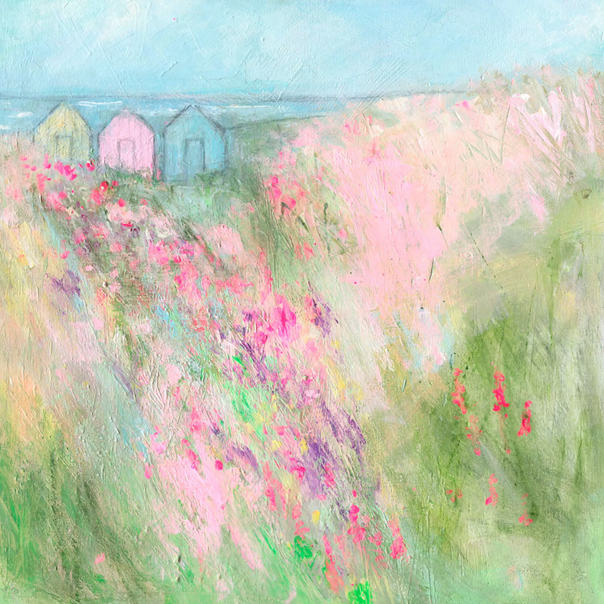Unframed Prints*Whistlefish Beach Huts & Meadow Art Print