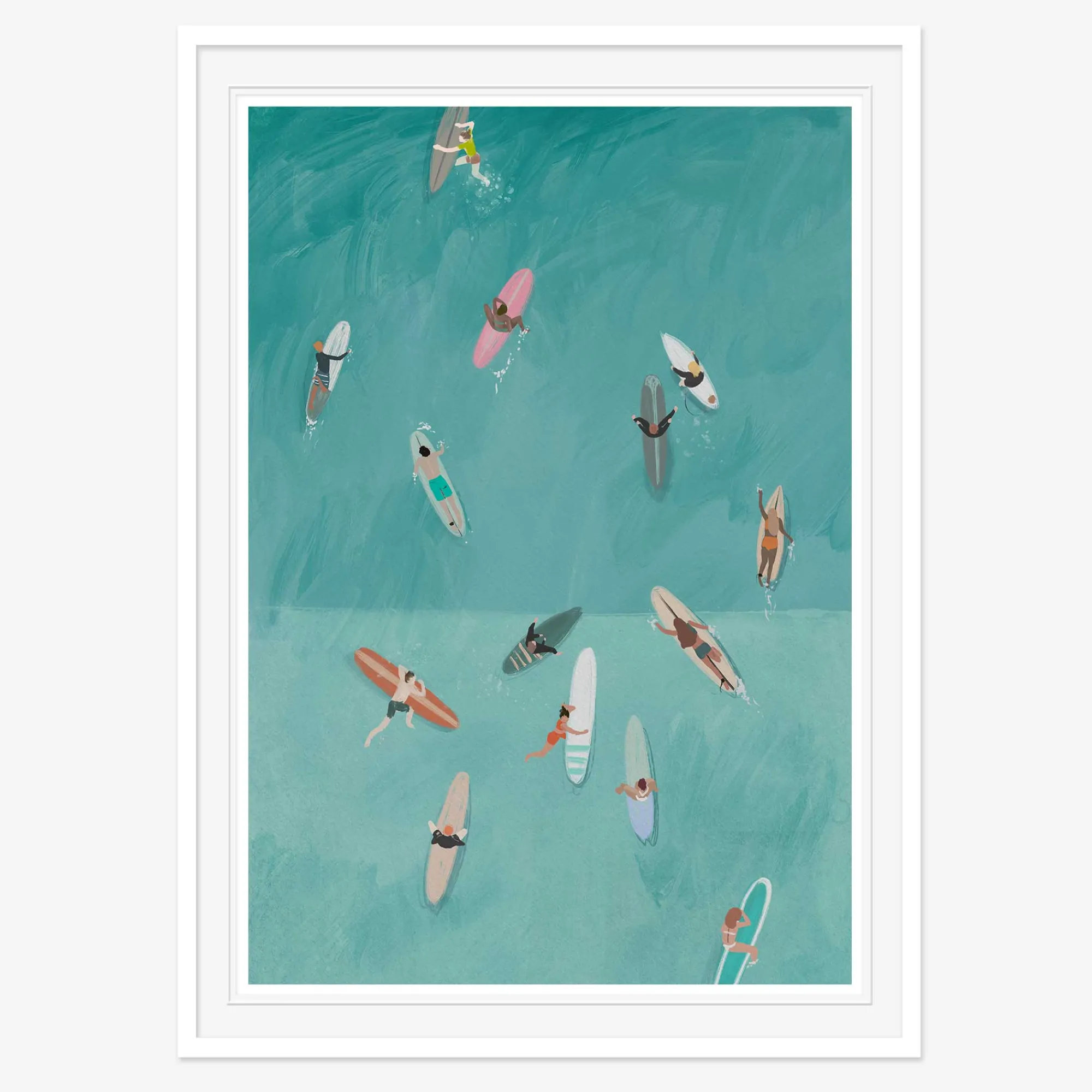 Coastal Scenes|Framed Prints*Whistlefish Beach Surfers Small Framed Print