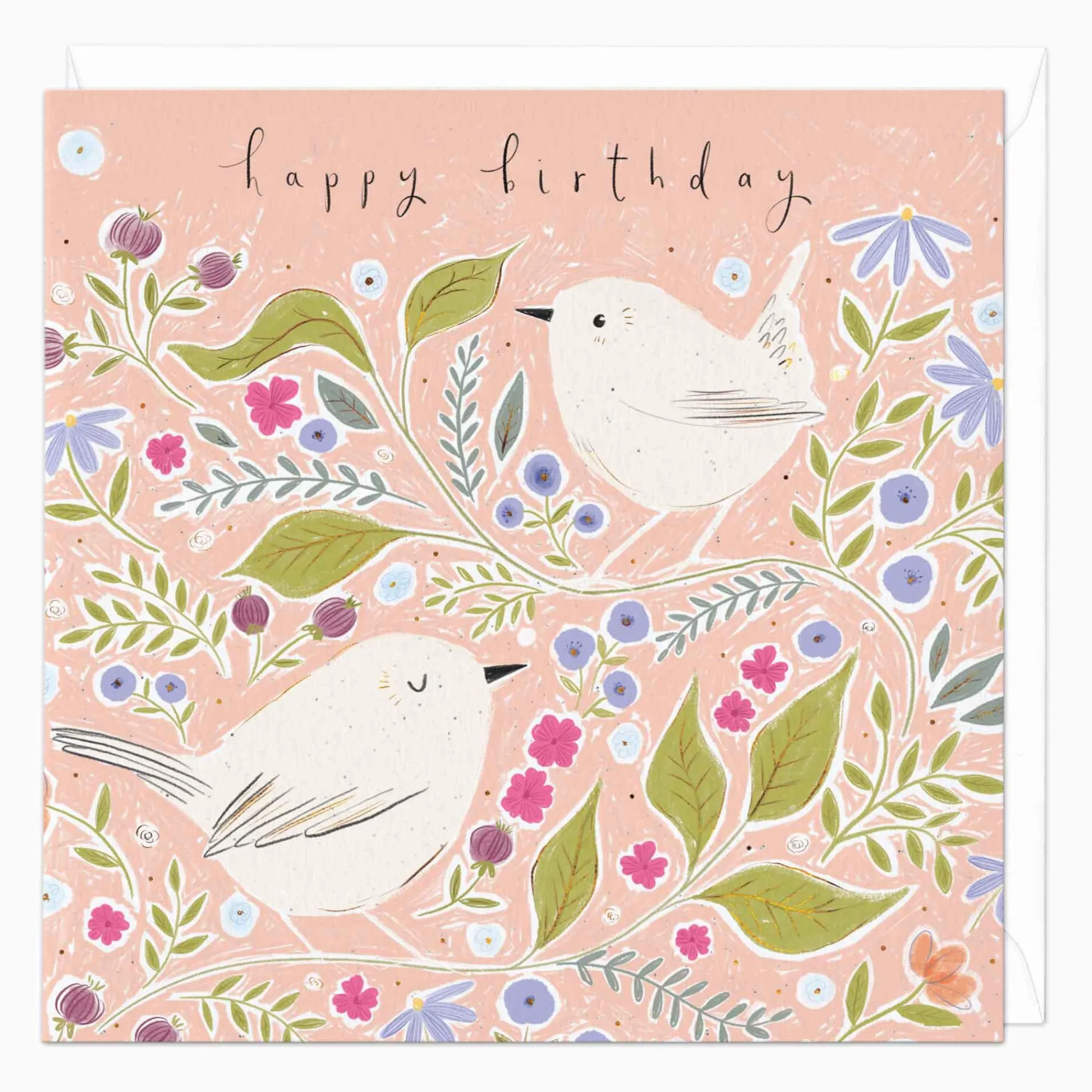 Birthday|For Her*Whistlefish Birds Among Florals Birthday Card