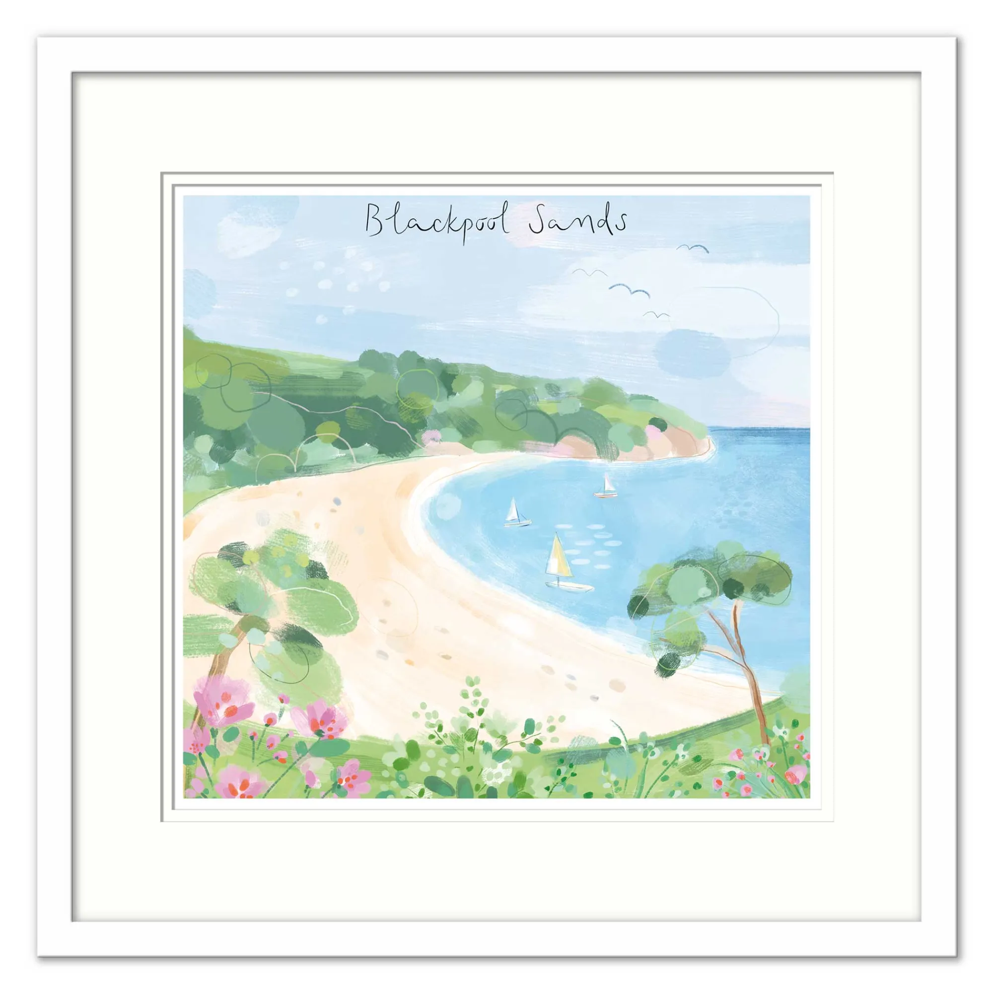 Dartmouth|Devon*Whistlefish Blackpool Sands Small Framed Print