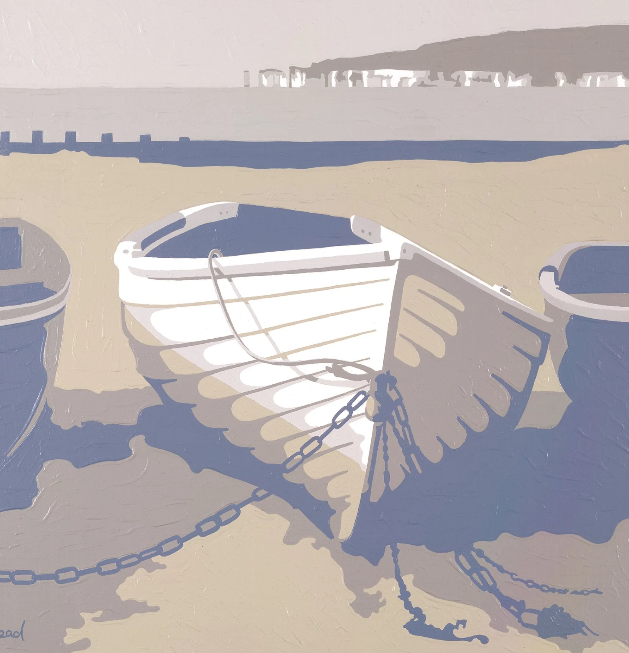 Unframed Prints*Whistlefish Blue Boat Old Harry Art Print