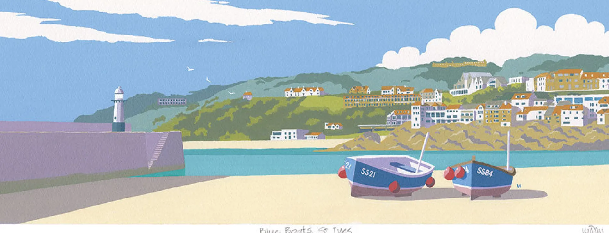 Unframed Prints*Whistlefish Blue Boats St Ives Art Print