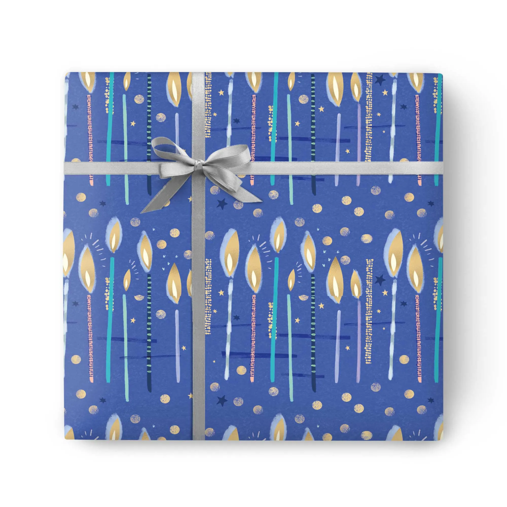 Gift Wrap|Birthday*Whistlefish Blue Candles Wrapping Paper