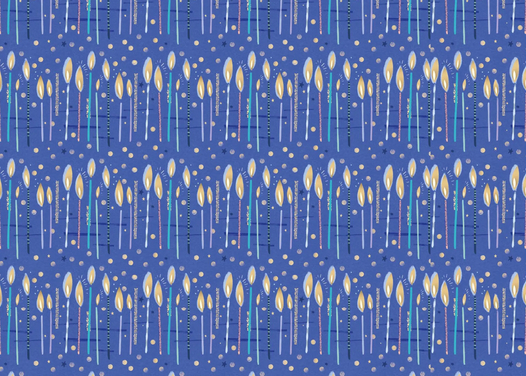 Gift Wrap|Birthday*Whistlefish Blue Candles Wrapping Paper