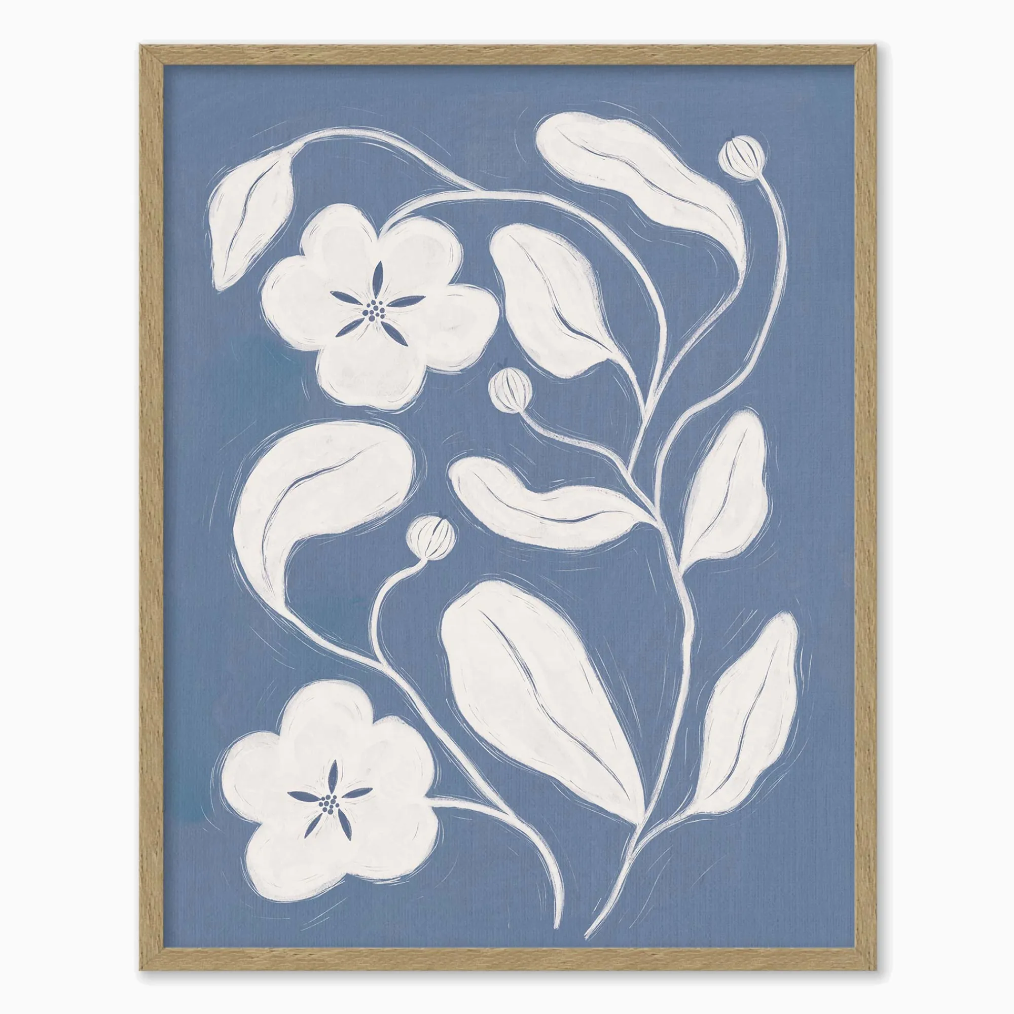 Floral & Flowers|Featured Artwork*Whistlefish Blue Floral Vine Framed Print