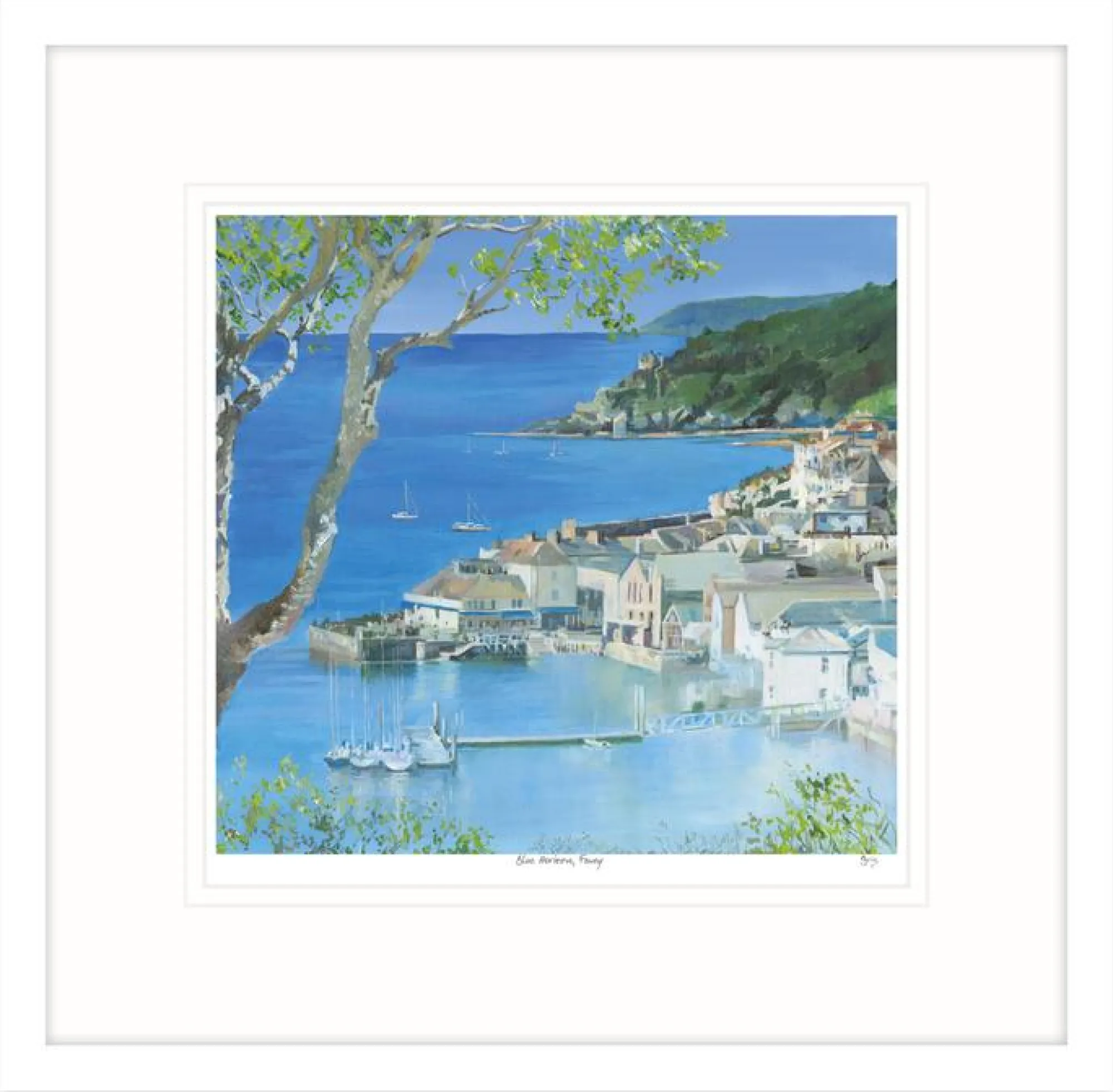 Fowey|Cornwall*Whistlefish Blue Horizon, Fowey Large Framed Print