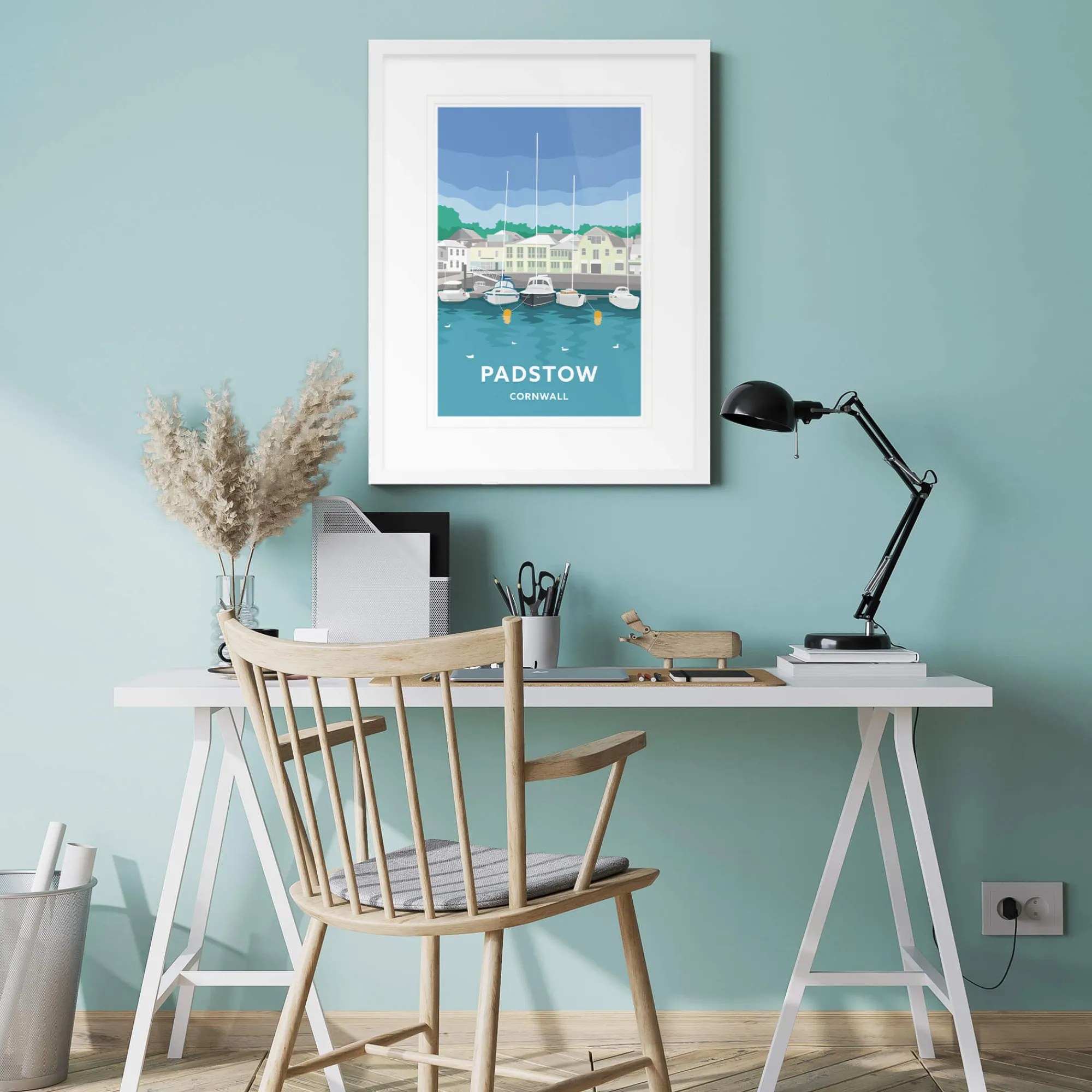 Unframed Prints*Whistlefish Blue Skies Padstow Travel Art Print
