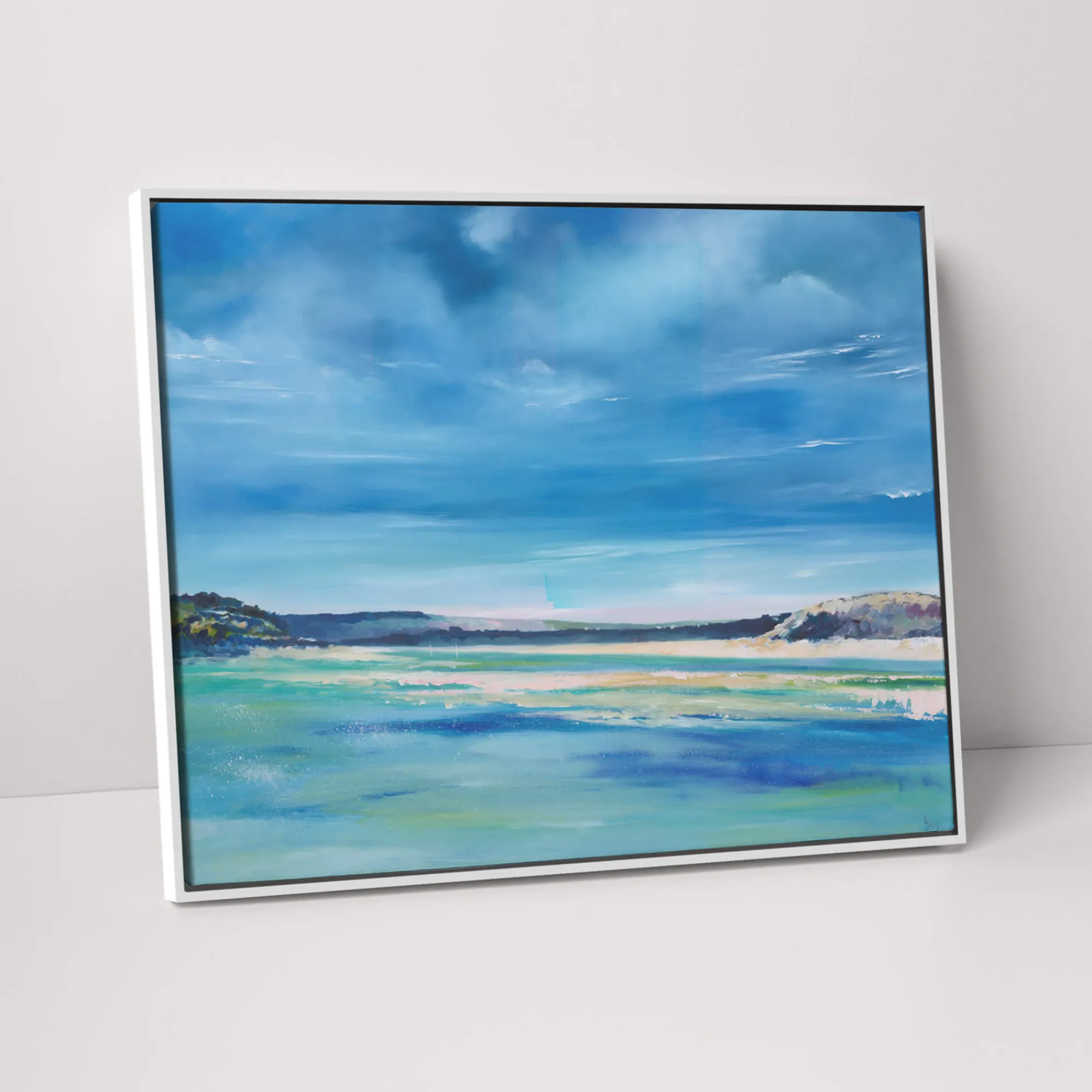Cornwall|Coastal Scenes*Whistlefish Blue Waters, Daymer Beach Framed Canvas