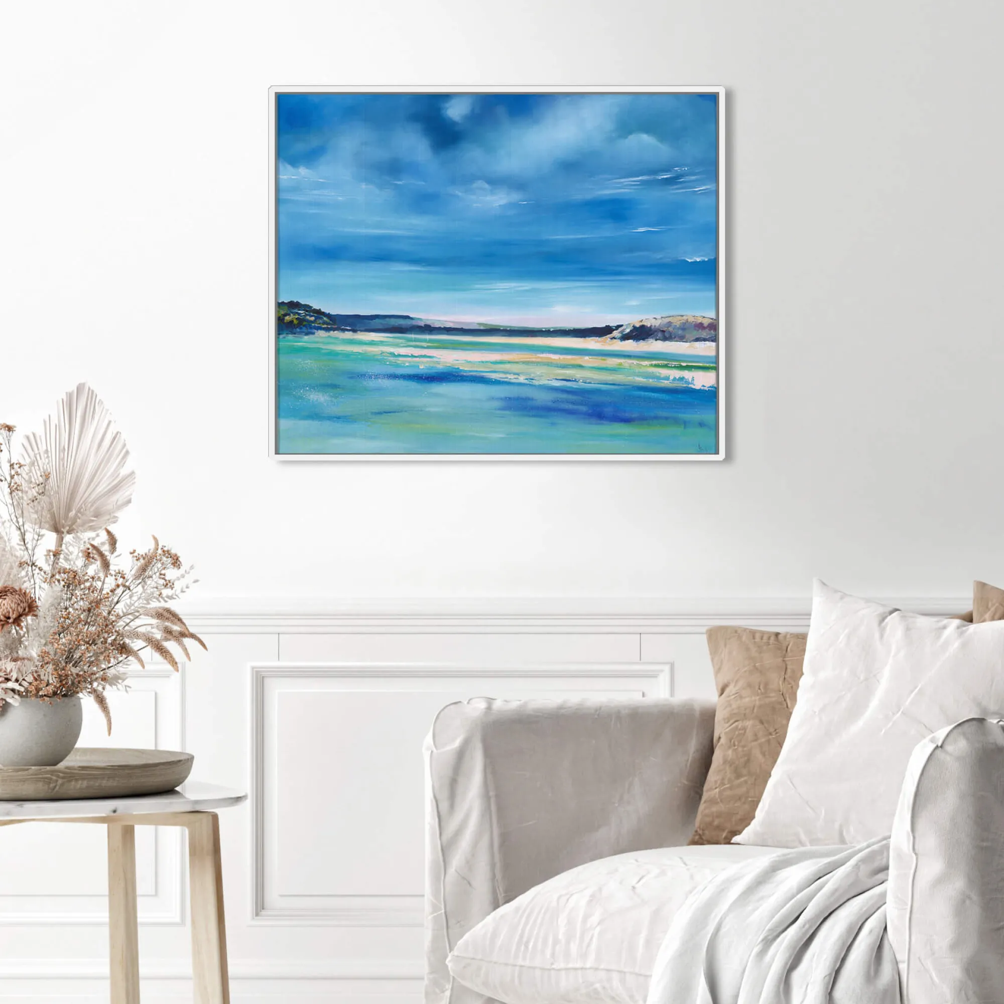 Cornwall|Coastal Scenes*Whistlefish Blue Waters, Daymer Beach Framed Canvas