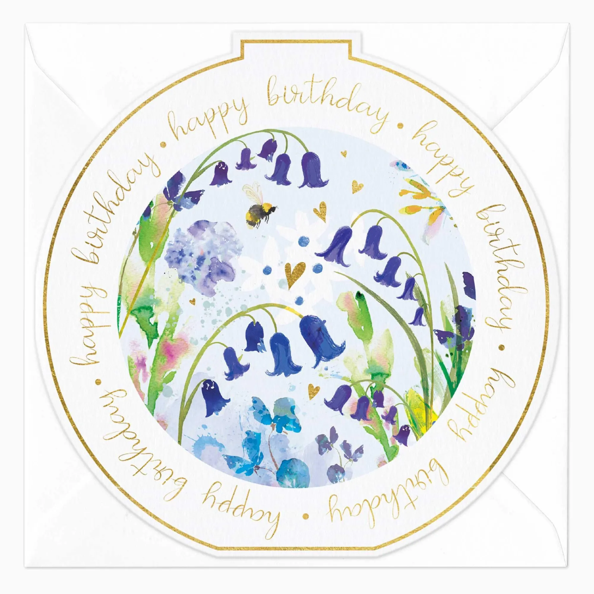 Birthday*Whistlefish Bluebells Birthday Round Card