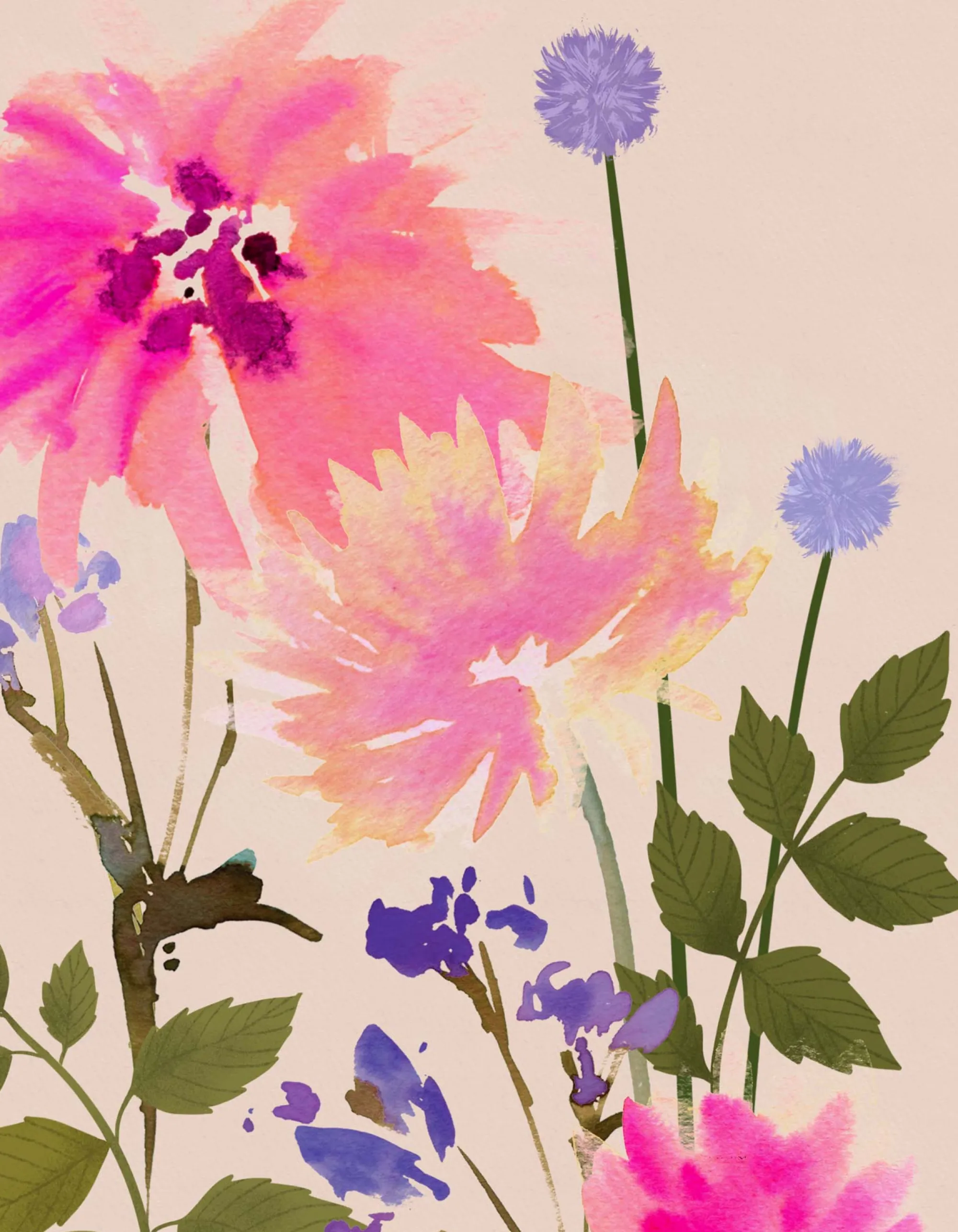 Unframed Prints*Whistlefish Blush Meadow Blooms Medium Art Print
