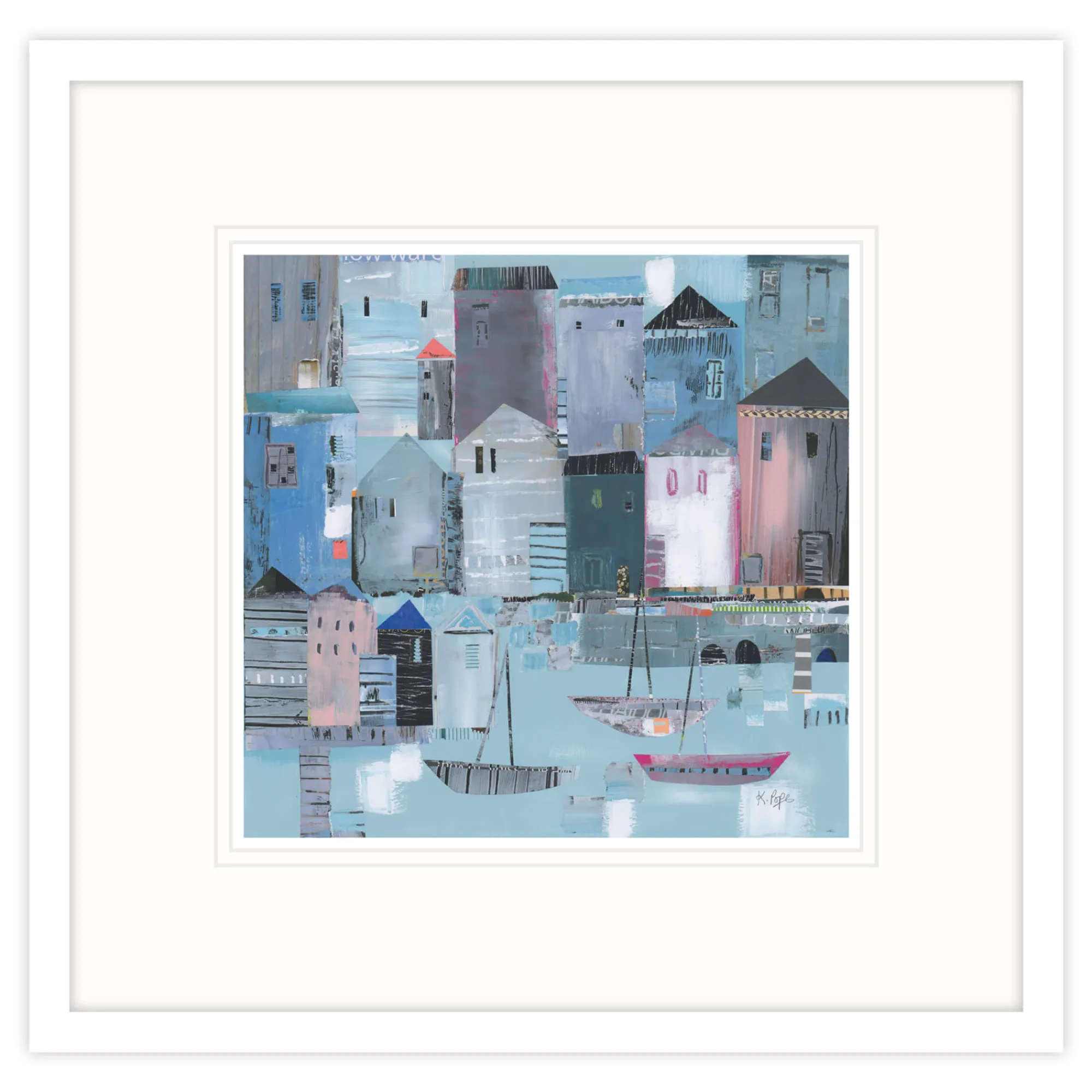Coastal Scenes|Framed Prints*Whistlefish Boats By The Sea Framed Print