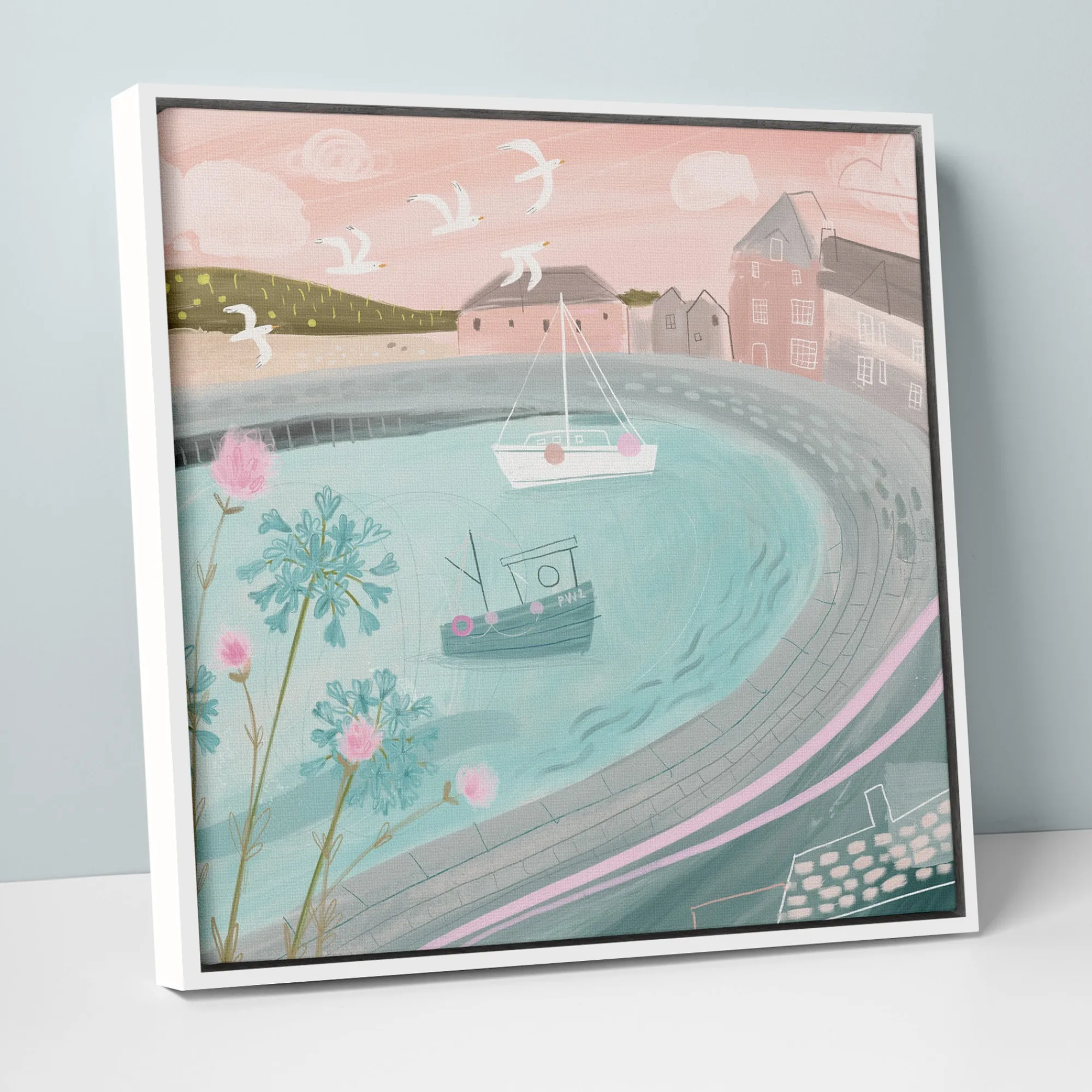 Padstow|Cornwall*Whistlefish Boats In The Harbour Large Framed Canvas