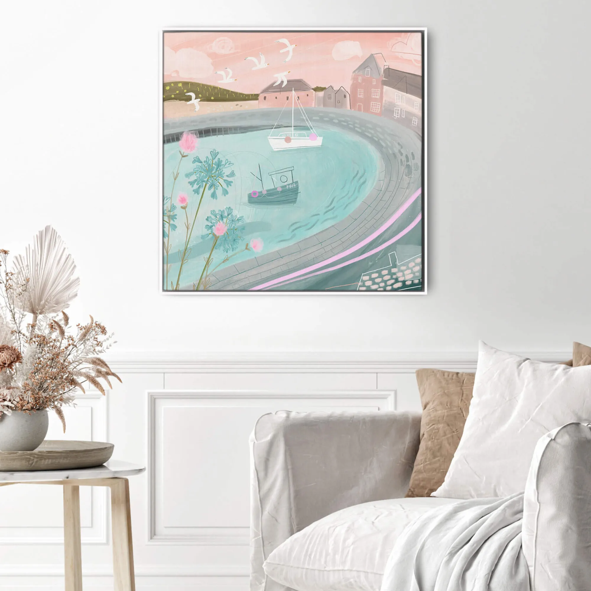 Padstow|Cornwall*Whistlefish Boats In The Harbour Large Framed Canvas