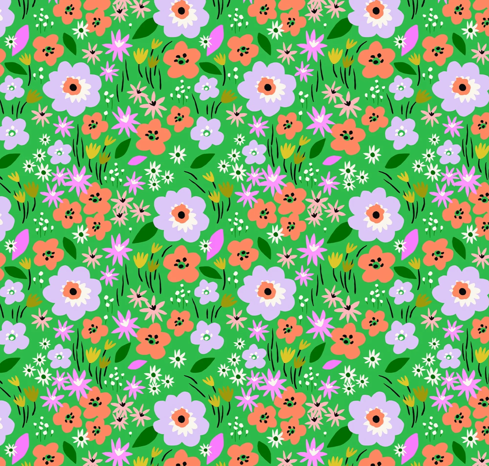 Gift Wrap*Whistlefish Bright Green floral Wrapping Paper
