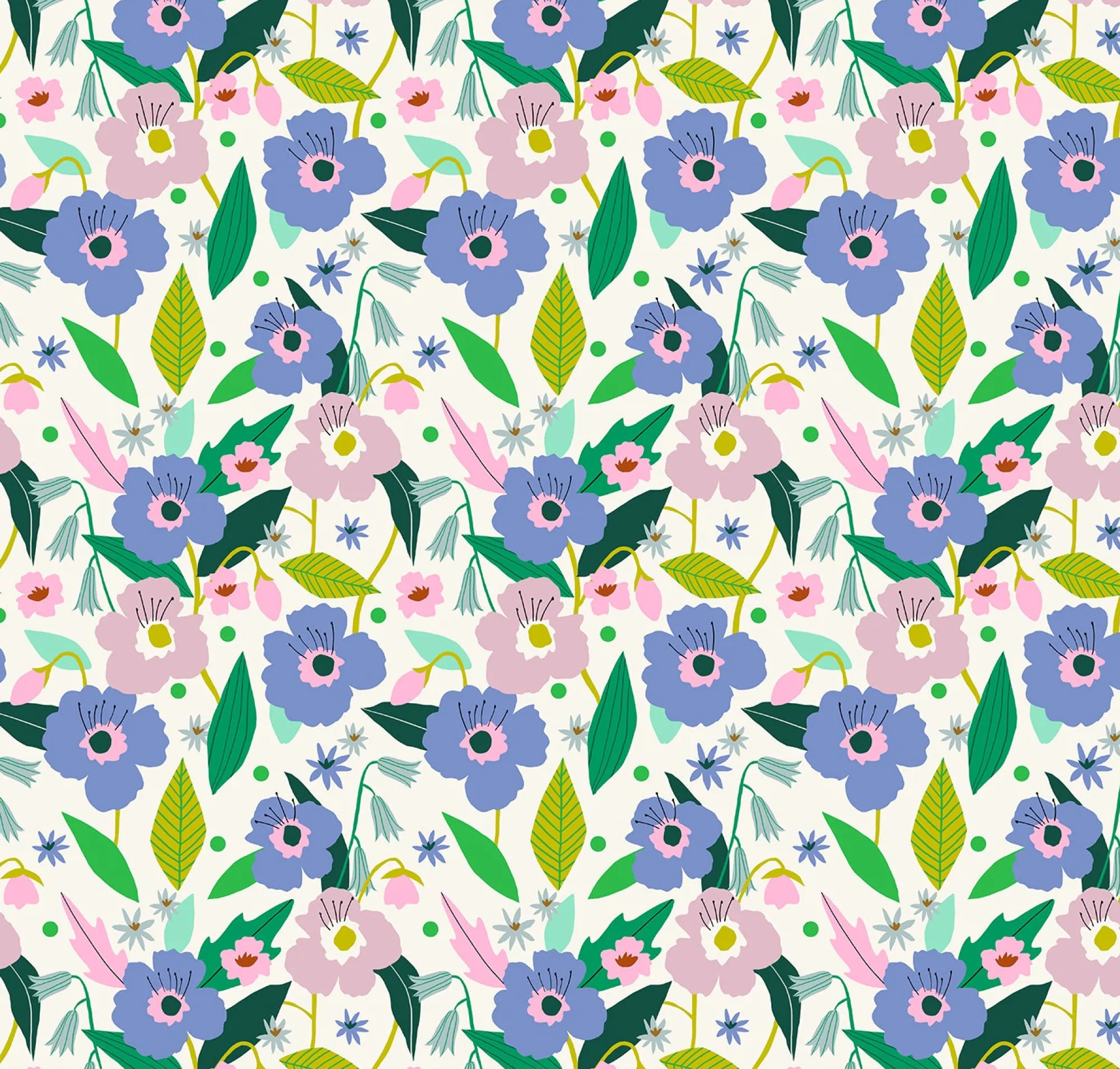 Gift Wrap*Whistlefish Bright Lilac floral Wrapping Paper