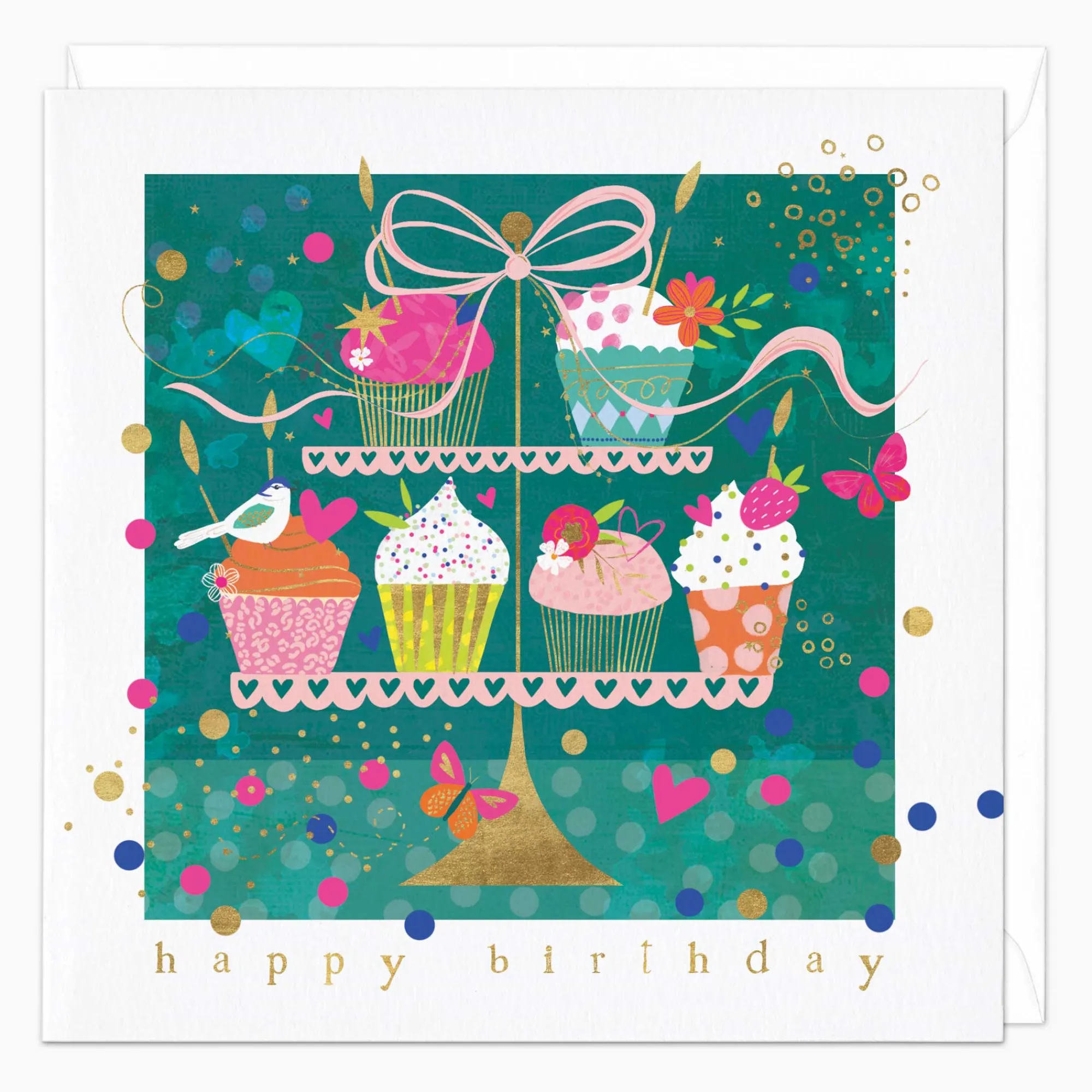 Birthday|For Her*Whistlefish Bright Teal Cake Birthday Card