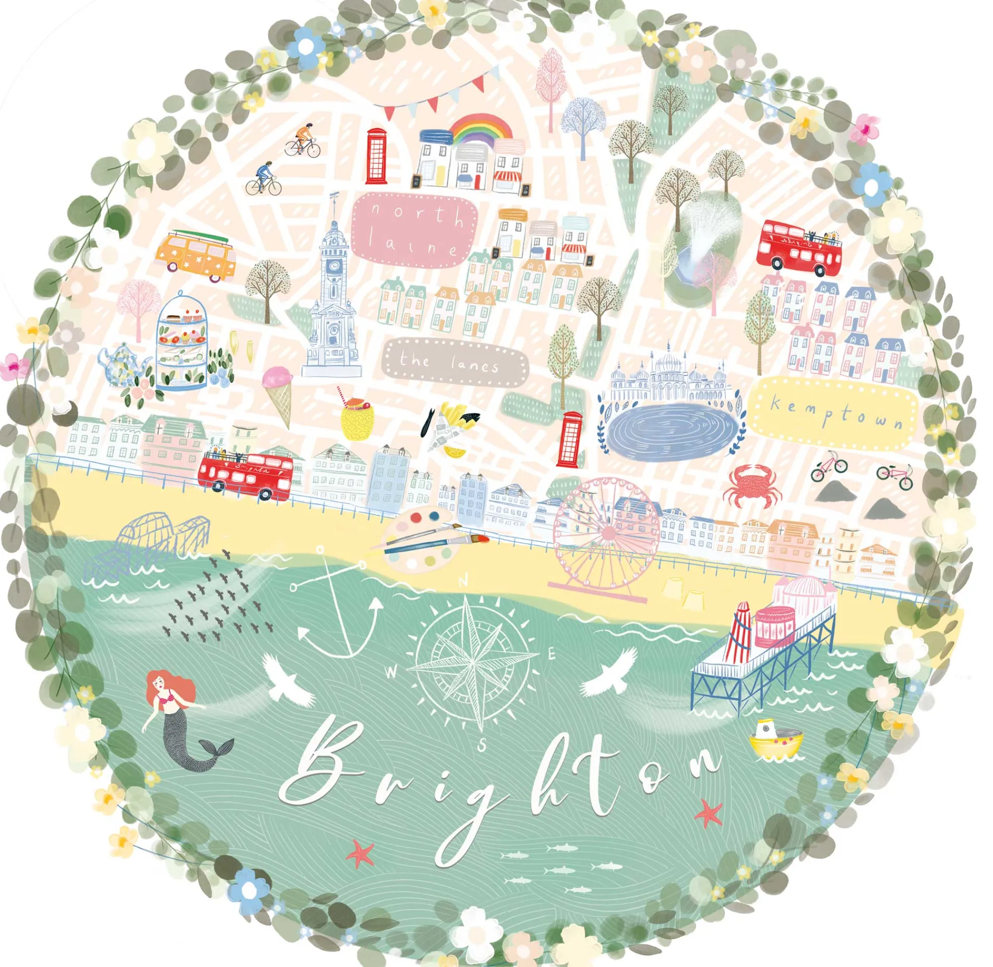 Unframed Prints*Whistlefish Brighton Map Medium Art Print