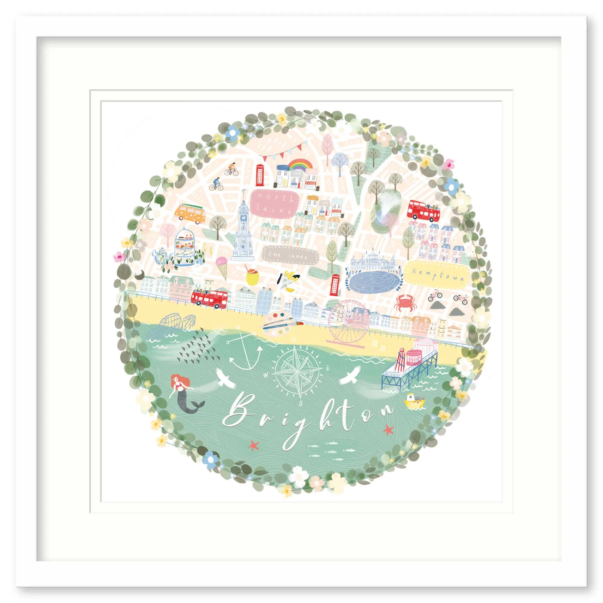 Framed Prints*Whistlefish Brighton Map Medium Framed Print