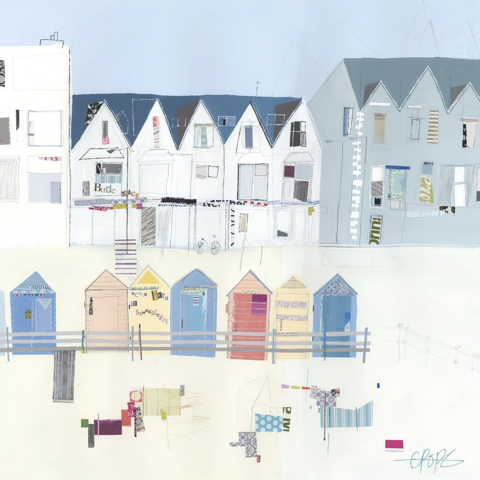 Unframed Prints*Whistlefish Bude Beach Huts Art Print