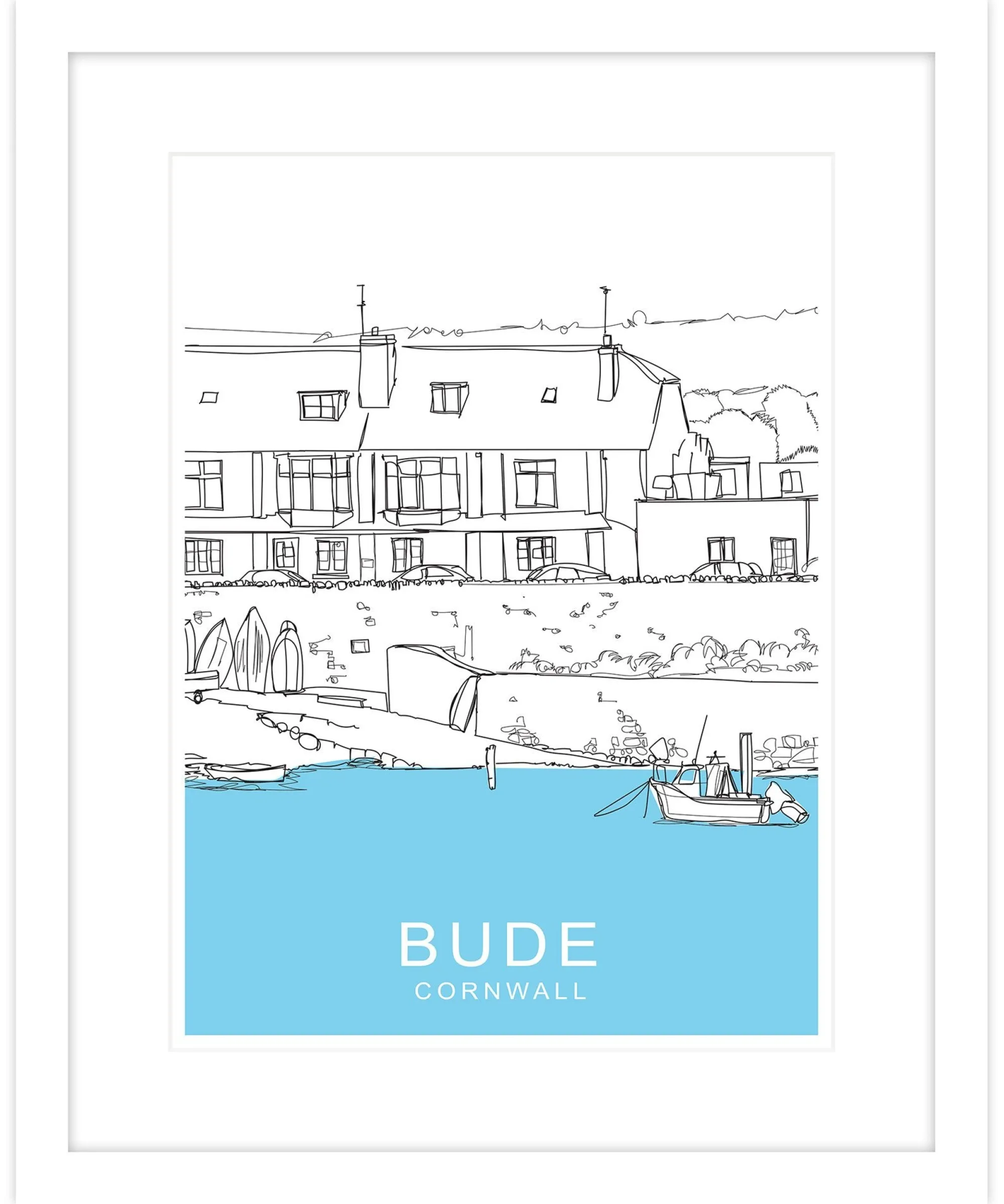 Framed Prints*Whistlefish Bude Framed Travel Print
