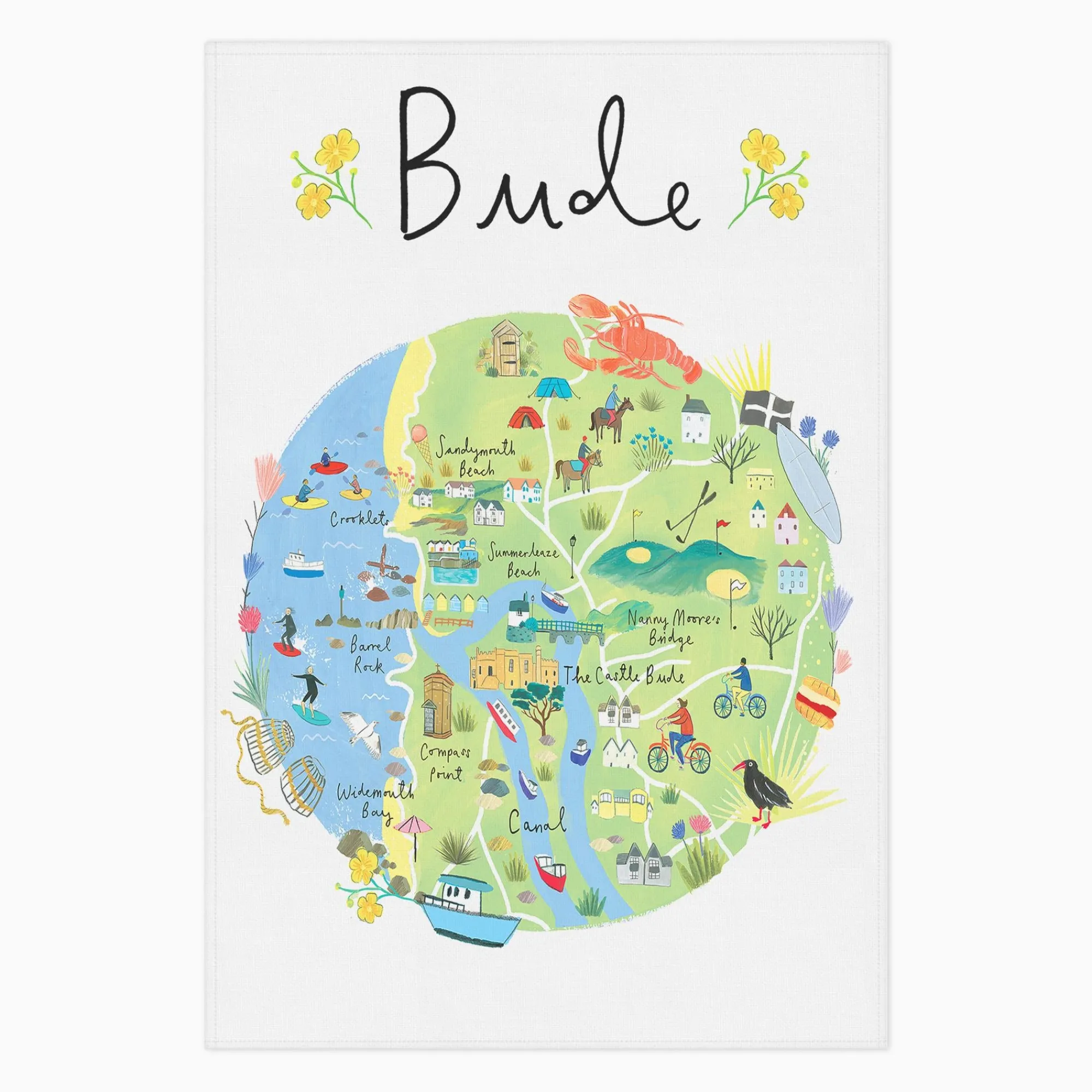 Under £20|Under £10*Whistlefish Bude Map Tea Towel