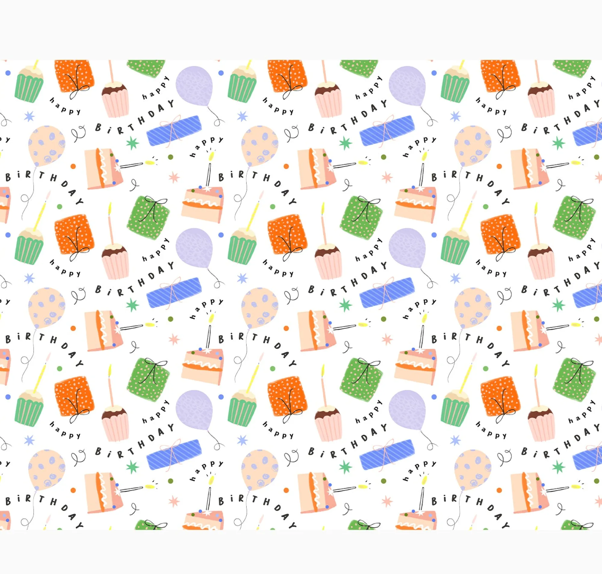 Gift Wrap|Birthday*Whistlefish Cakes & Presents Wrapping Paper