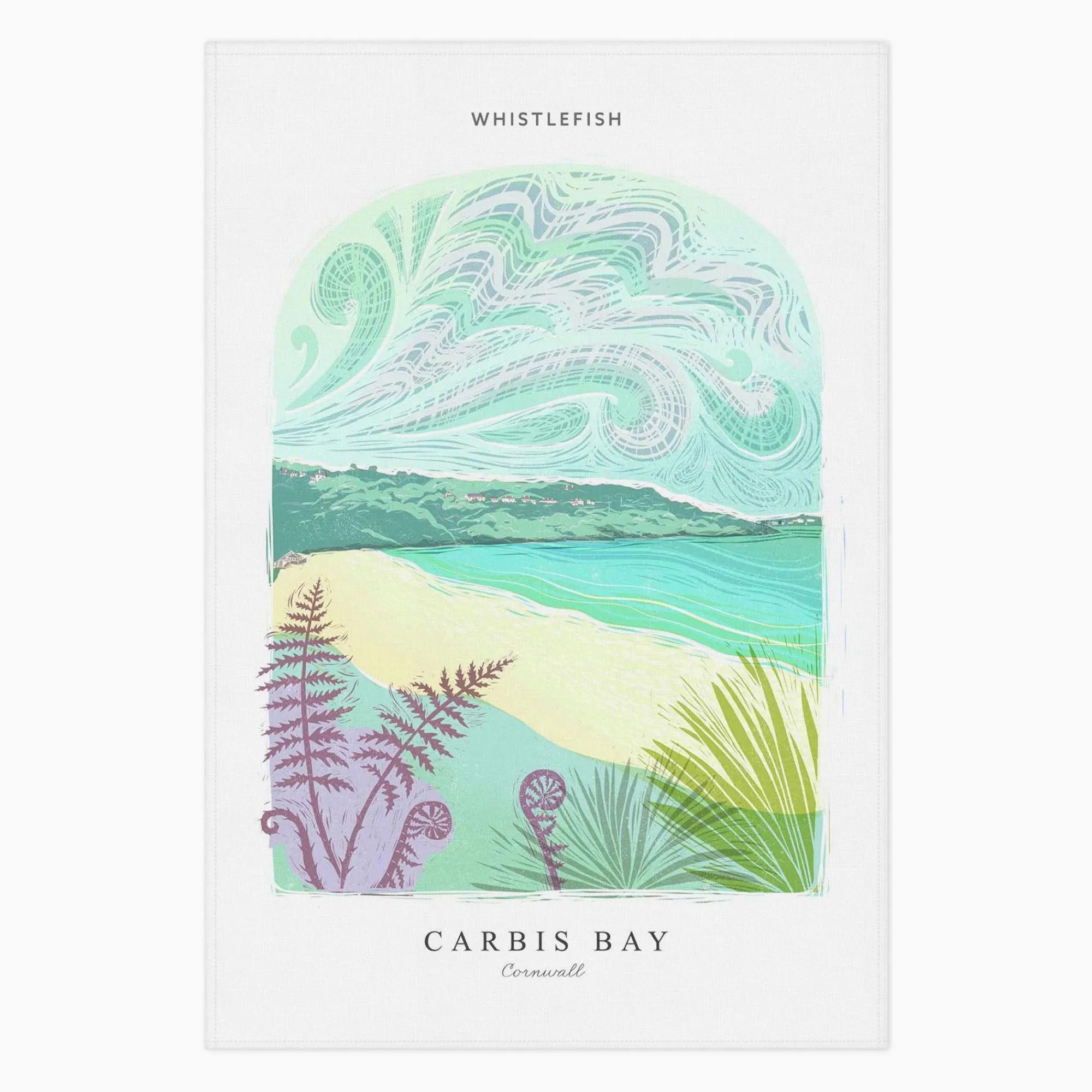 Under £20|Floral Gifts*Whistlefish Carbis Bay Arched Lino Tea Towel