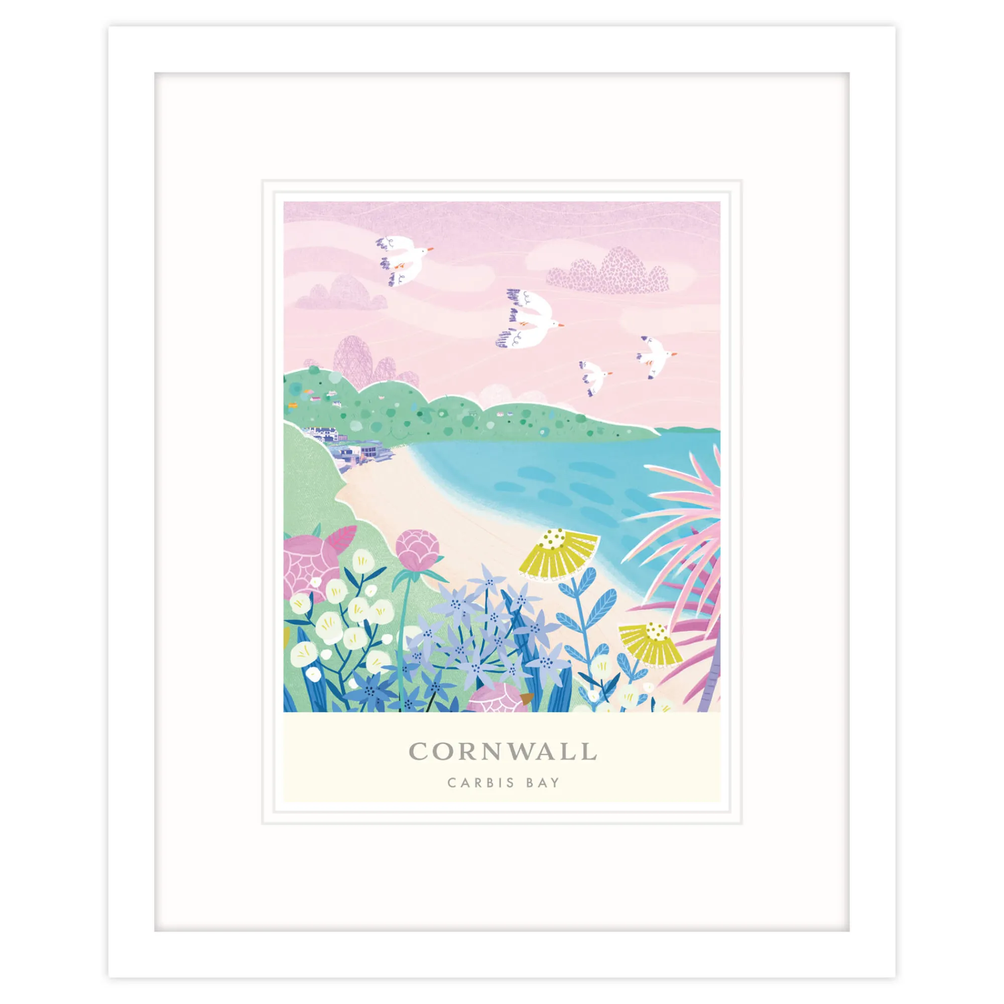 St Ives|Cornwall*Whistlefish Carbis Bay Brights Med Framed Print