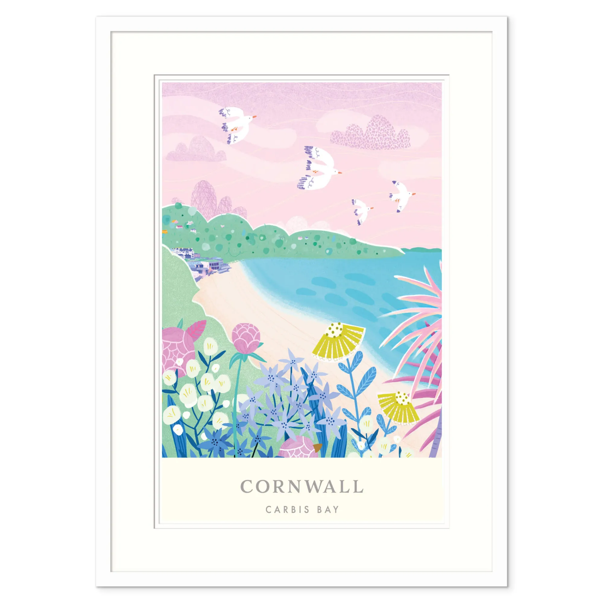 St Ives|Cornwall*Whistlefish Carbis Bay Brights Med Framed Print